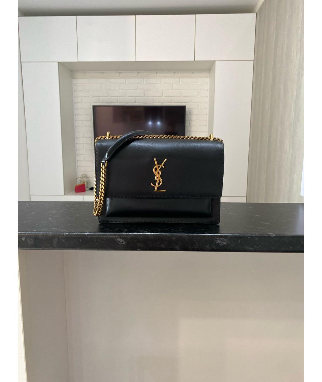 SAINT LAURENT Черная кожаная сумка через плечо, фото 9