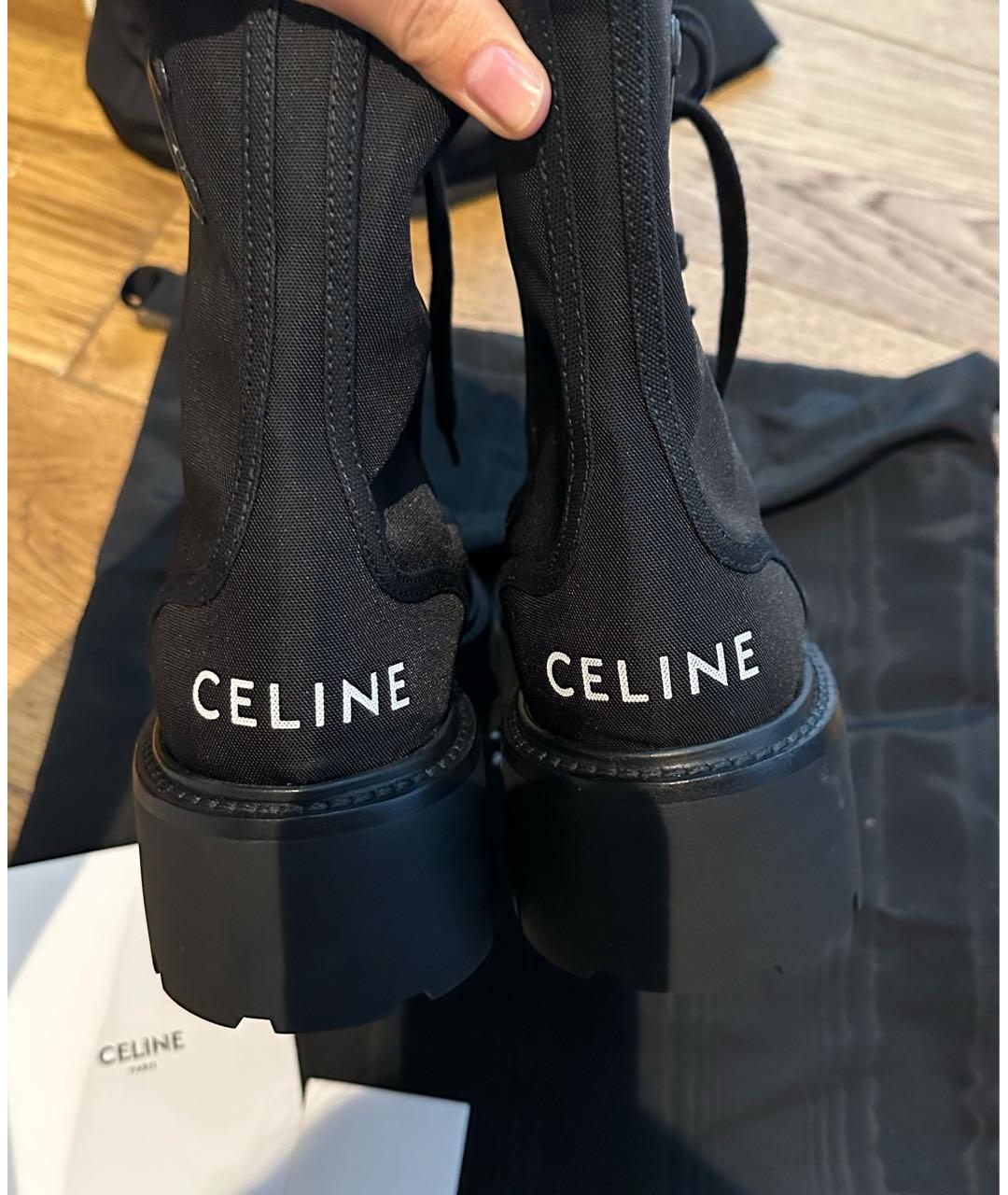 CELINE Черные кожаные ботинки, фото 4