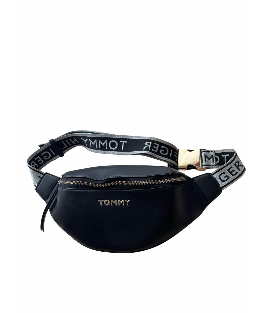 TOMMY HILFIGER Черная кожаная поясная сумка, фото 1