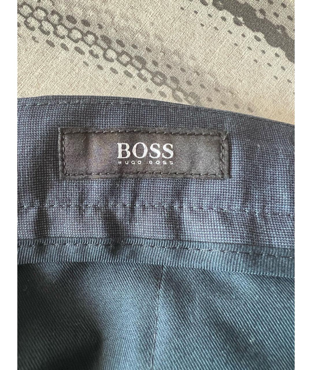 HUGO BOSS Темно-синие шерстяные классические брюки, фото 3