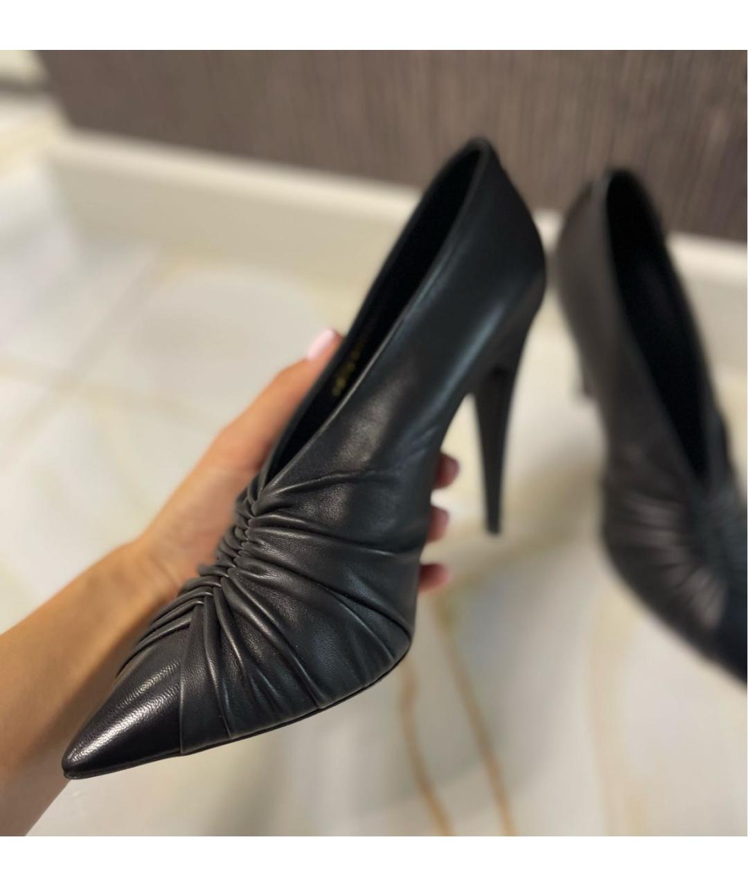 SAINT LAURENT Черные кожаные туфли, фото 8