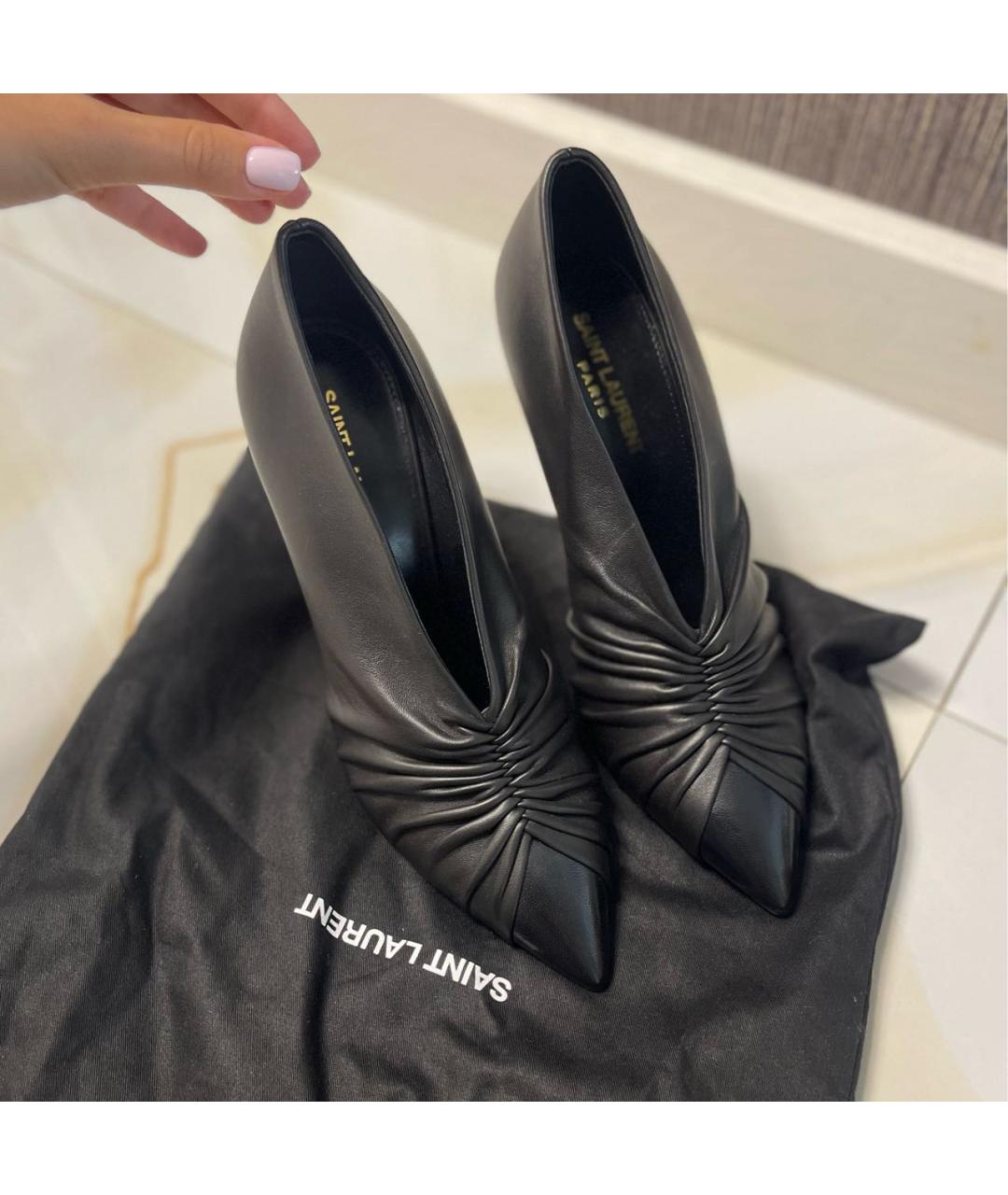 SAINT LAURENT Черные кожаные туфли, фото 7