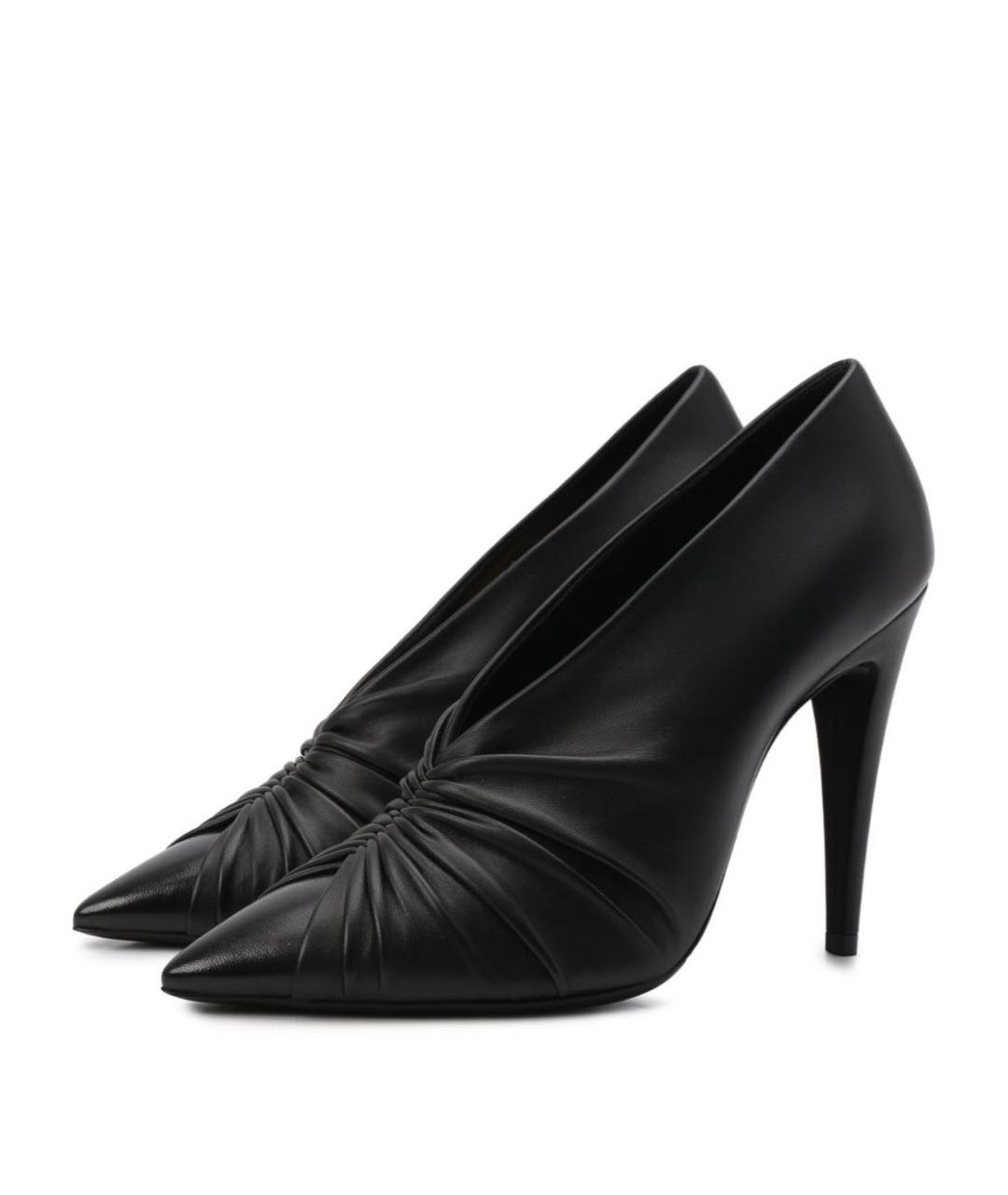 SAINT LAURENT Черные кожаные туфли, фото 2