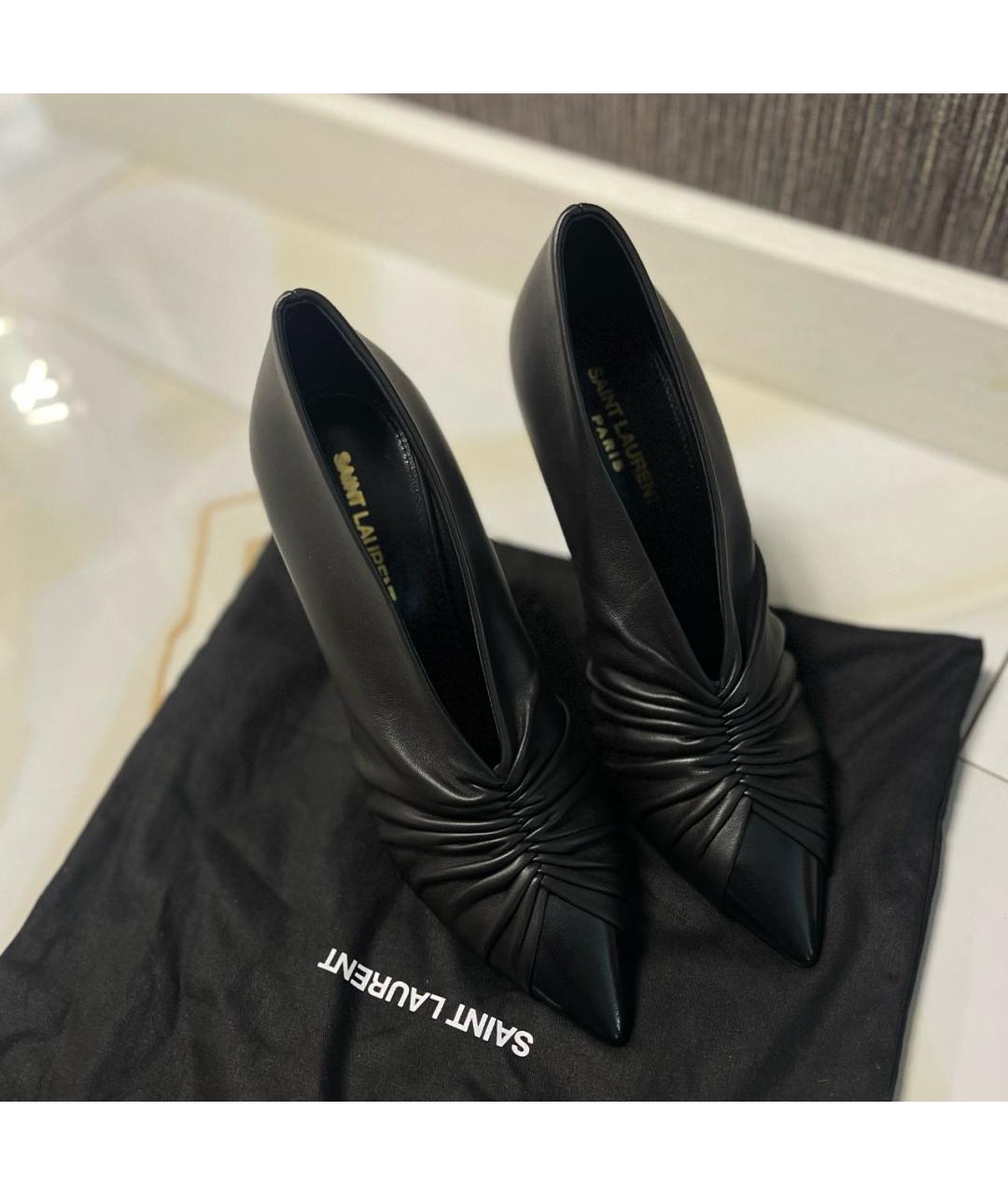 SAINT LAURENT Черные кожаные туфли, фото 4