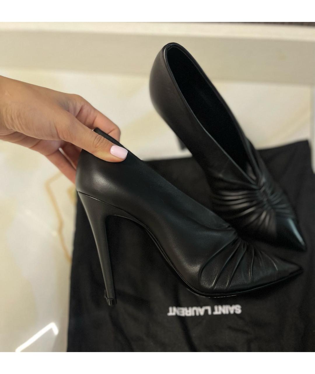 SAINT LAURENT Черные кожаные туфли, фото 3