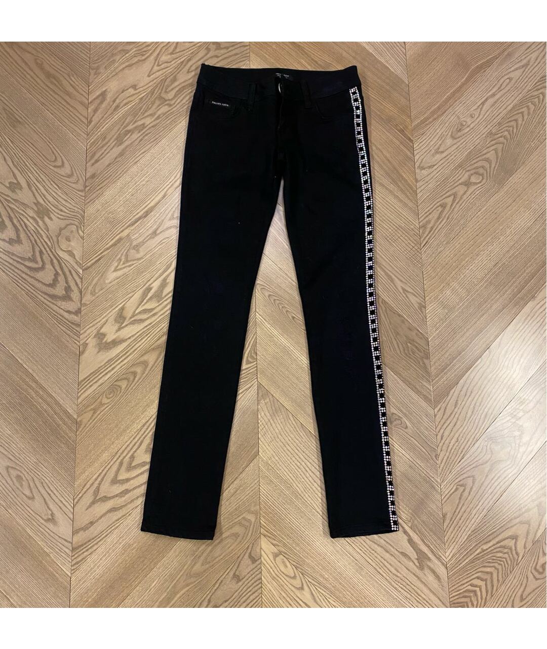 PHILIPP PLEIN Черные хлопко-полиэстеровые джинсы слим, фото 7