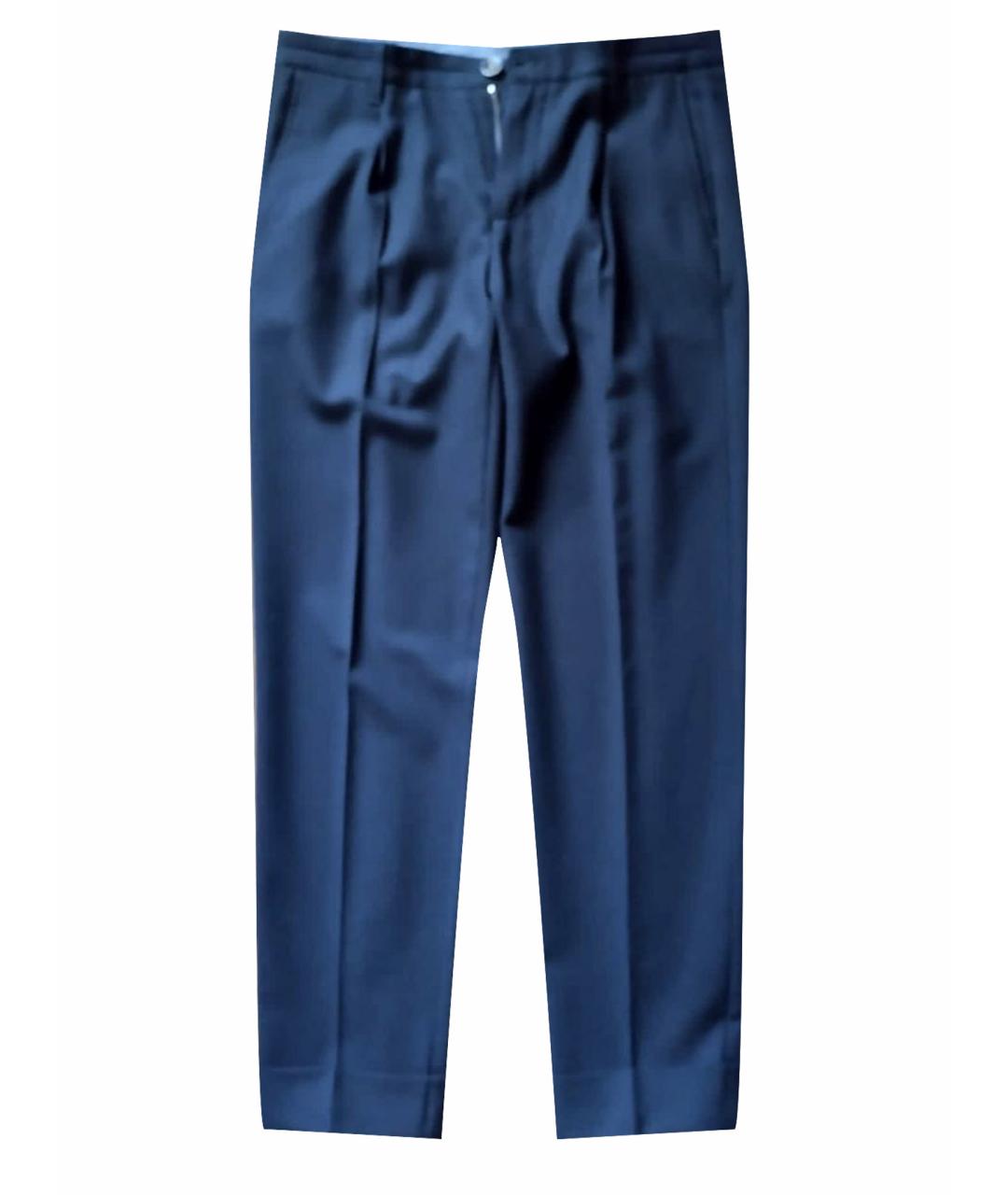 ELEVENTY Темно-синие шерстяные повседневные брюки, фото 1
