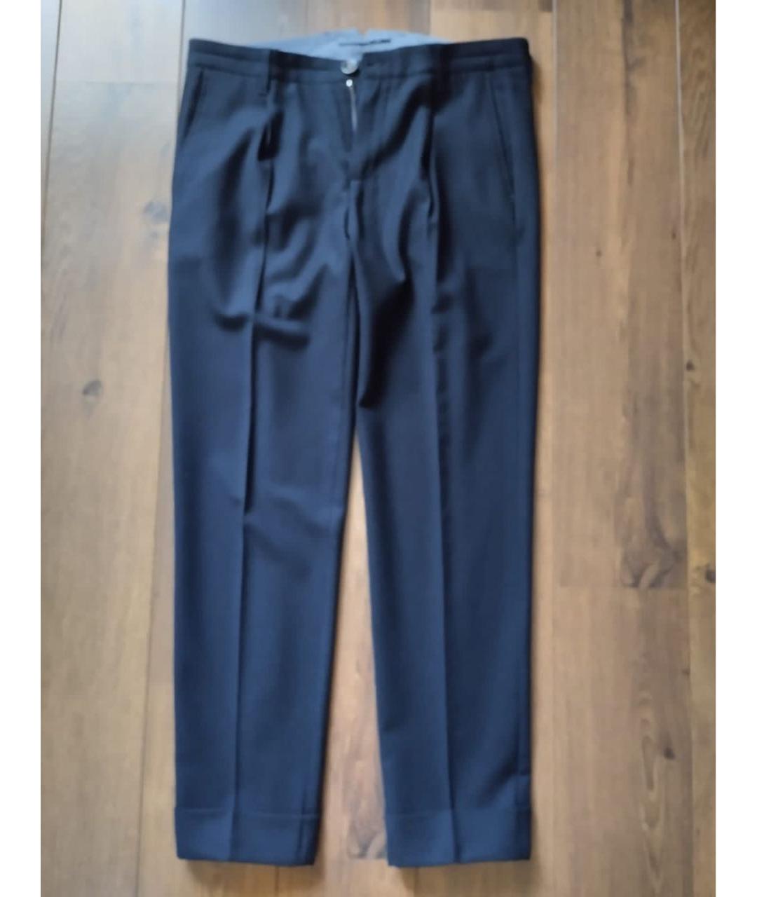 ELEVENTY Темно-синие шерстяные повседневные брюки, фото 6