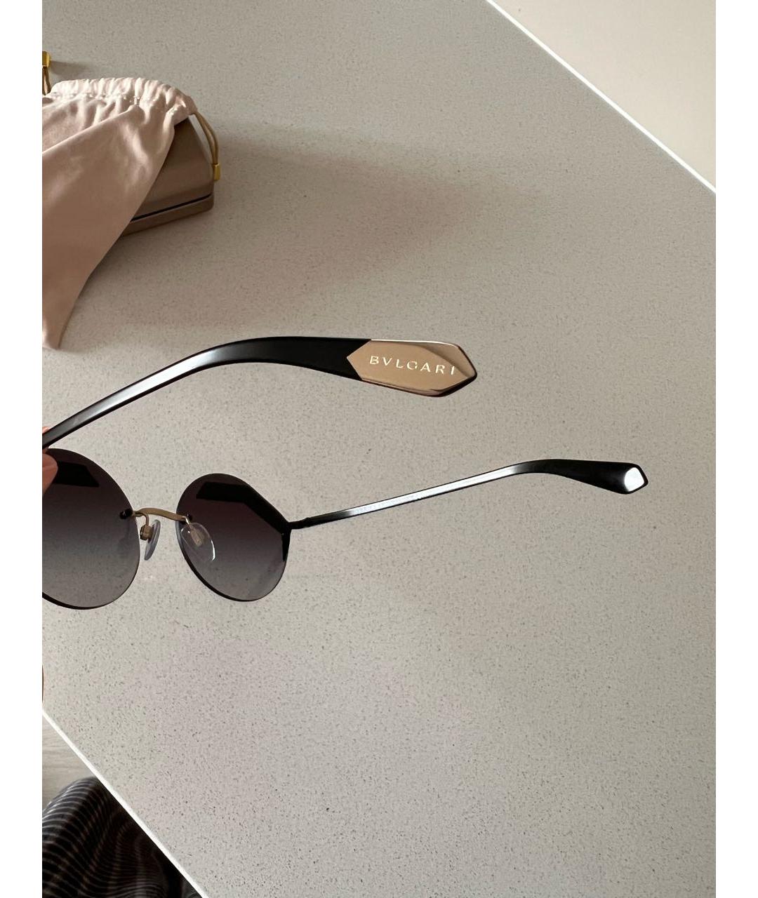 BVLGARI Черные металлические солнцезащитные очки, фото 7