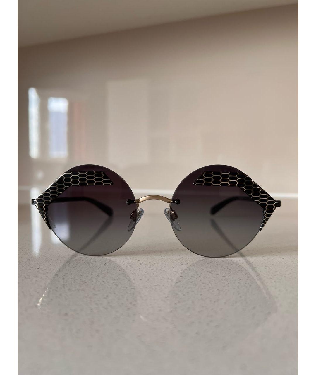 BVLGARI Черные металлические солнцезащитные очки, фото 9