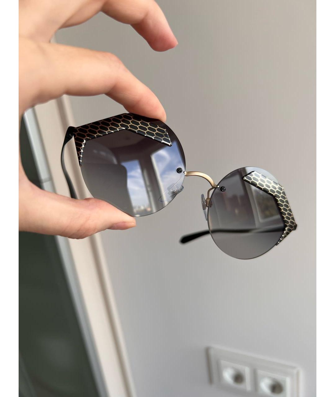 BVLGARI Черные металлические солнцезащитные очки, фото 3