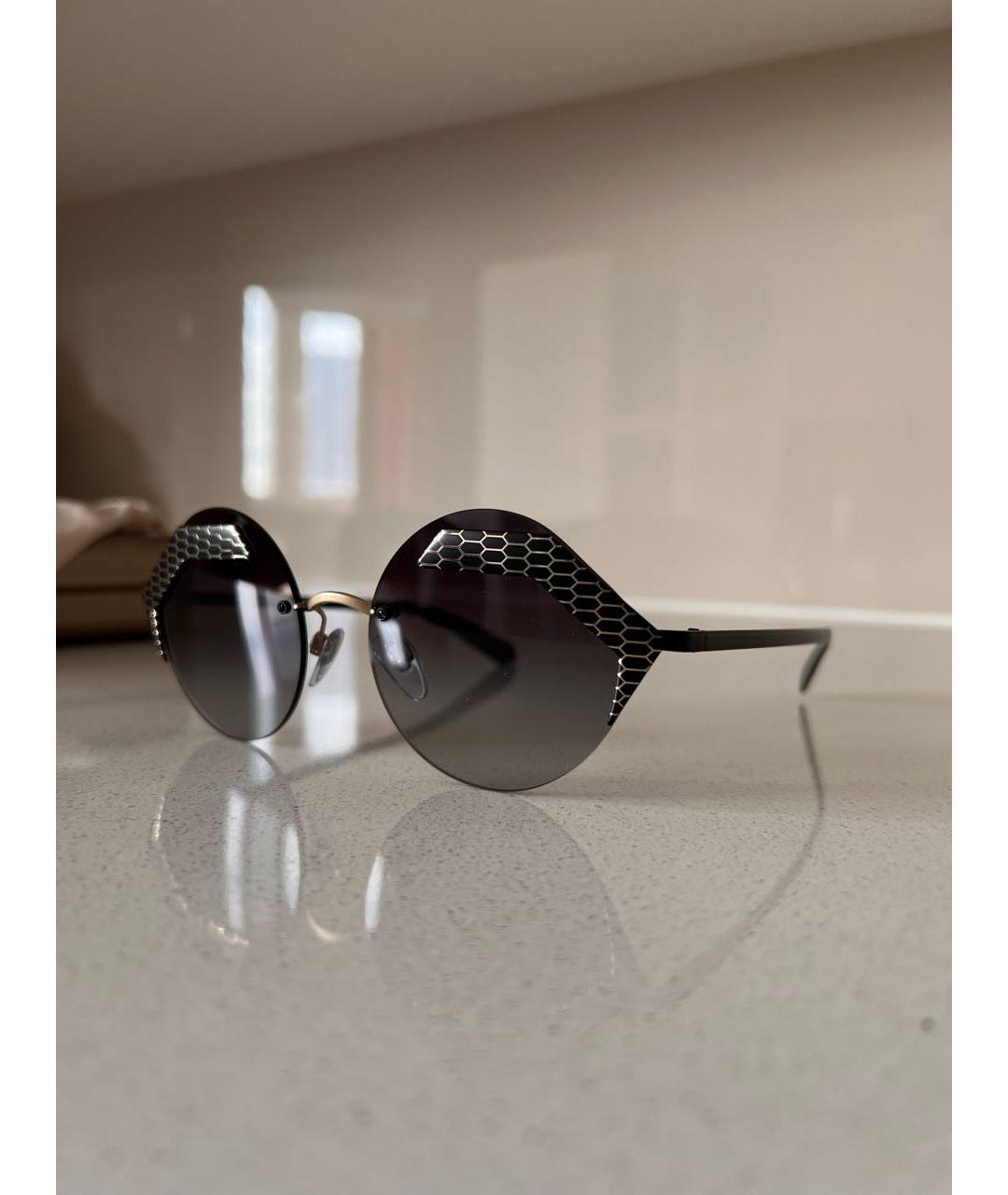 BVLGARI Черные металлические солнцезащитные очки, фото 2