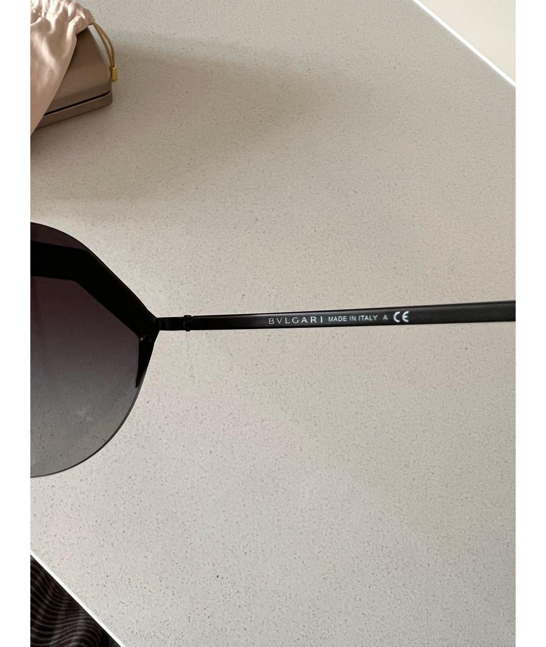 BVLGARI Черные металлические солнцезащитные очки, фото 8