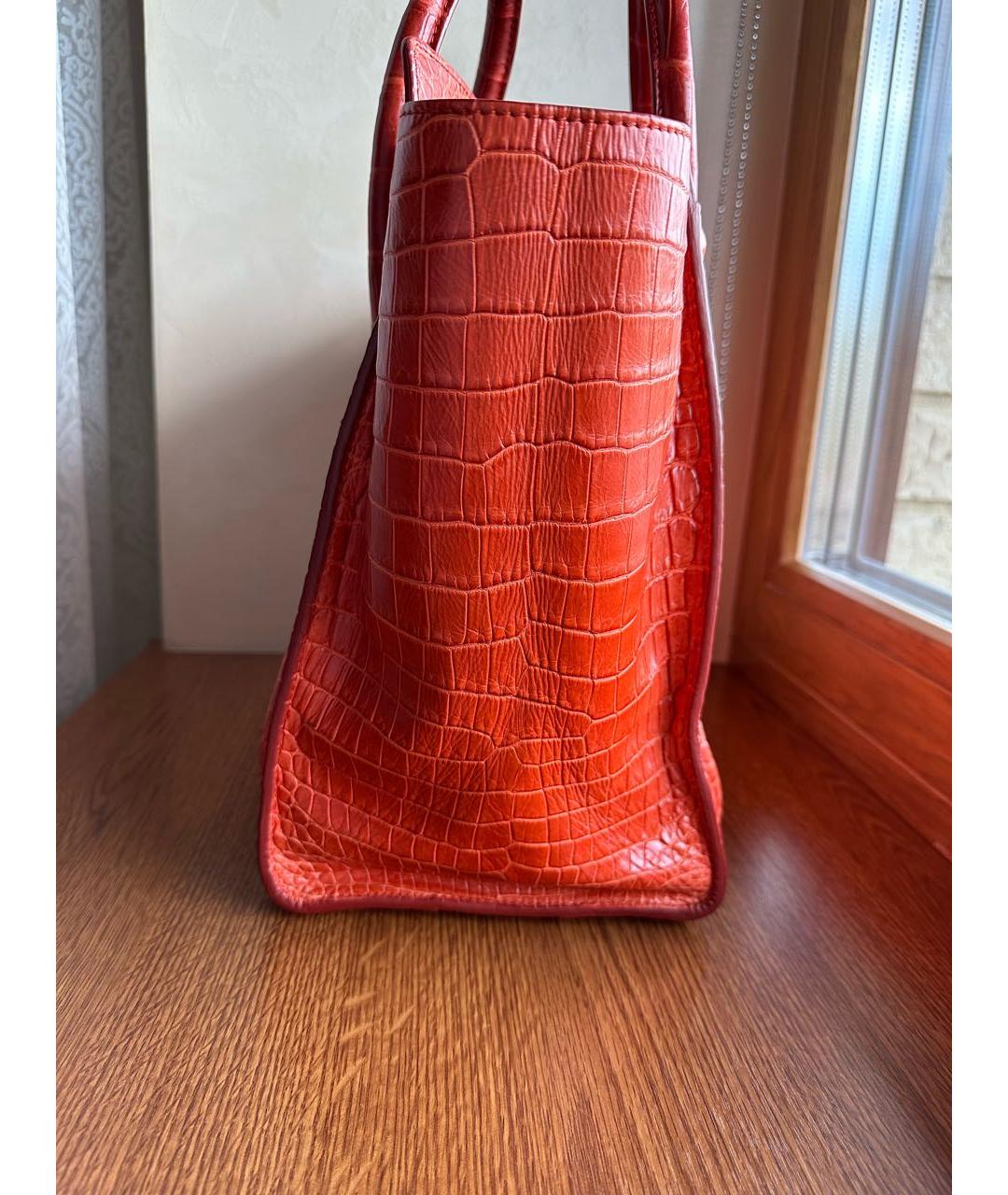 CELINE PRE-OWNED Оранжевая сумка с короткими ручками из экзотической кожи, фото 3