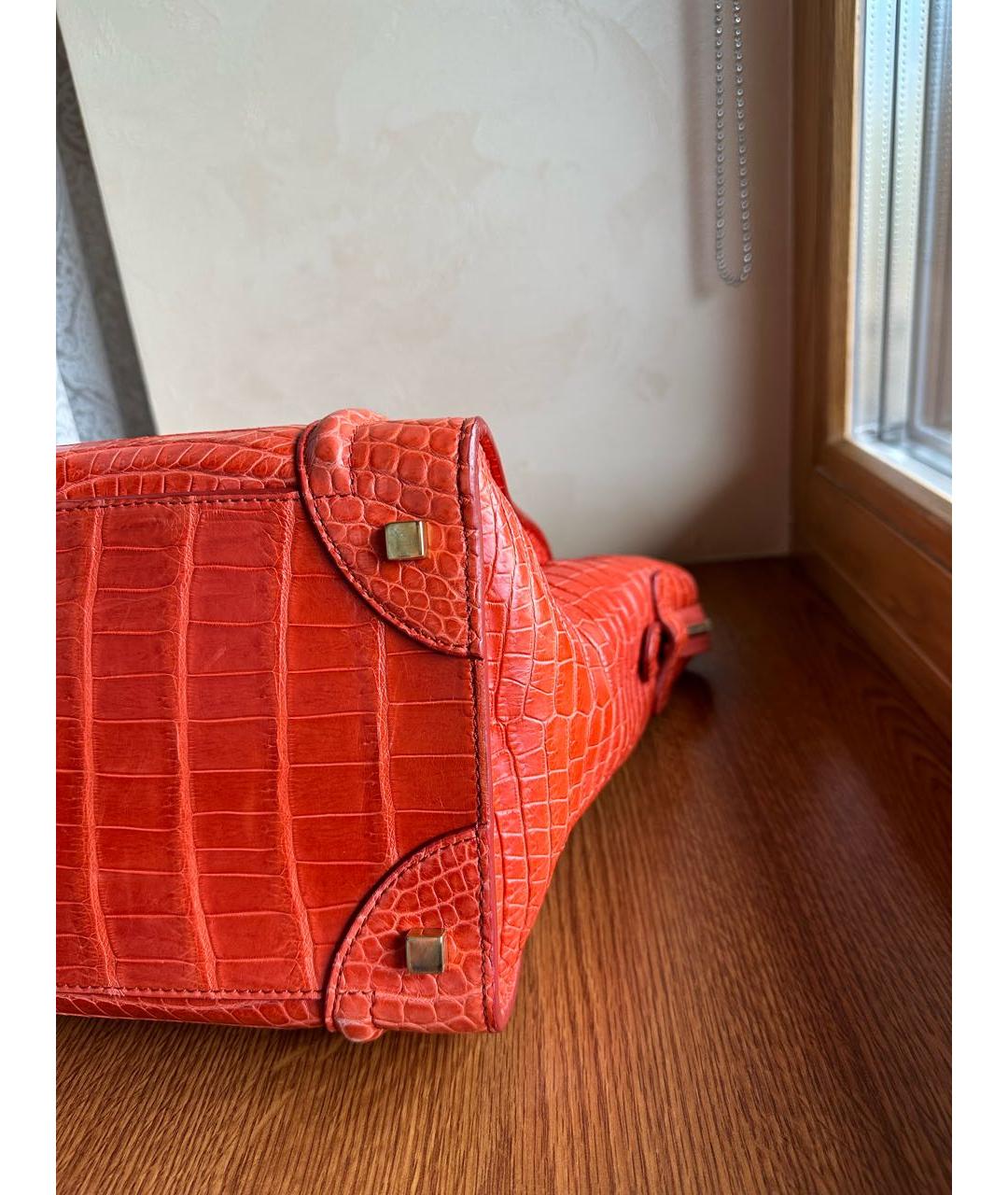 CELINE PRE-OWNED Оранжевая сумка с короткими ручками из экзотической кожи, фото 7
