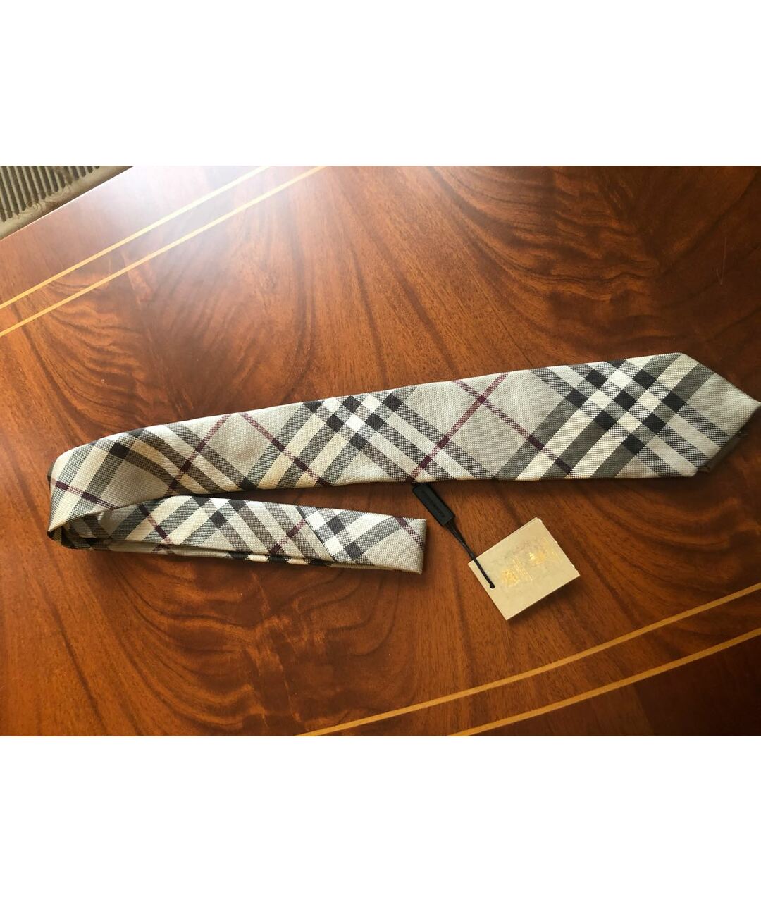 BURBERRY Бежевый шелковый галстук, фото 5
