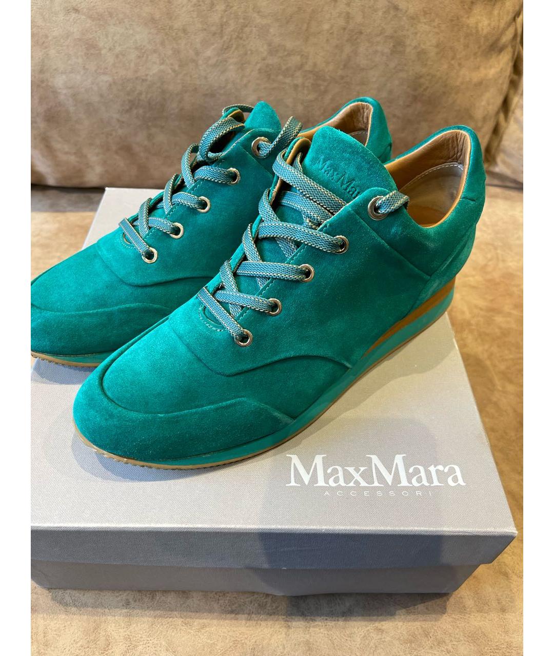 MAX MARA Бирюзовые замшевые кроссовки, фото 8