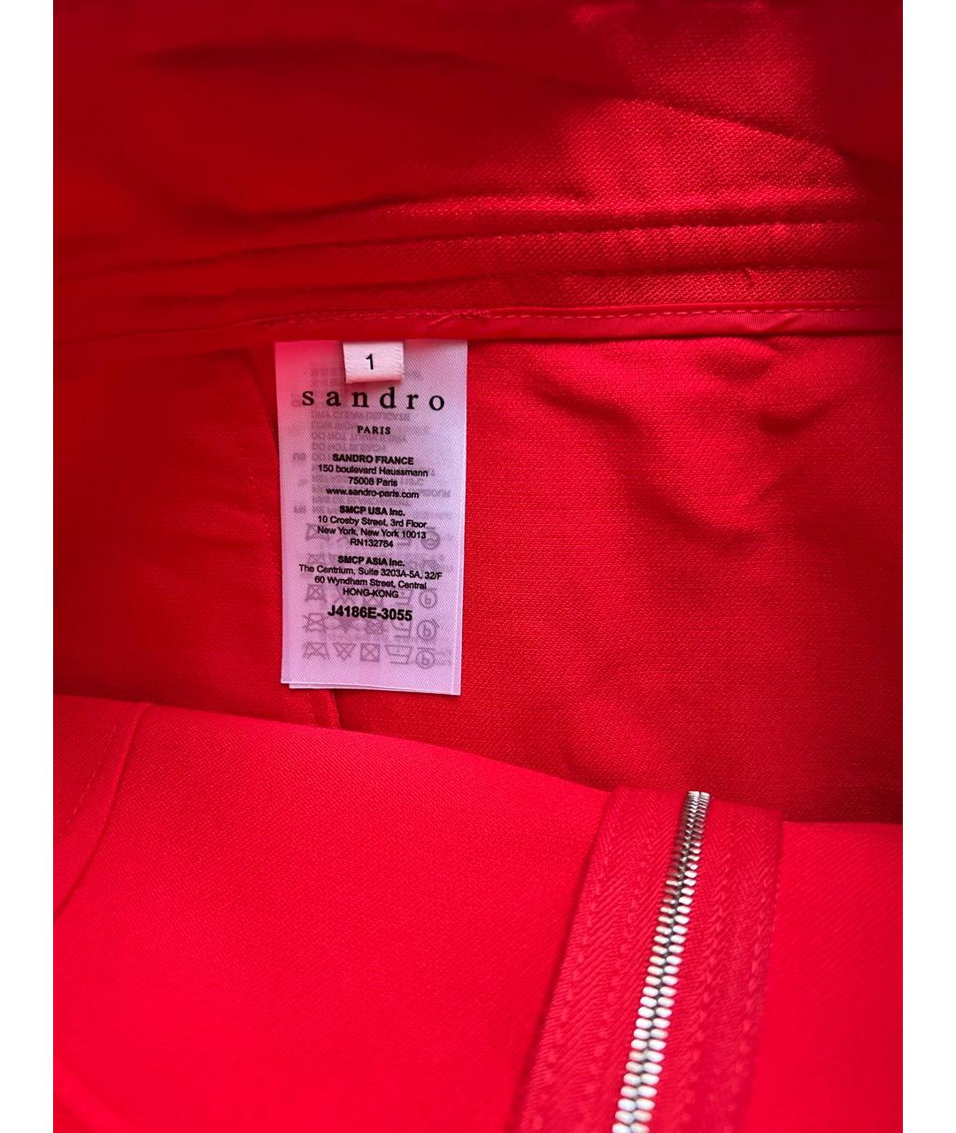 SANDRO Красная хлопко-эластановая юбка мини, фото 4
