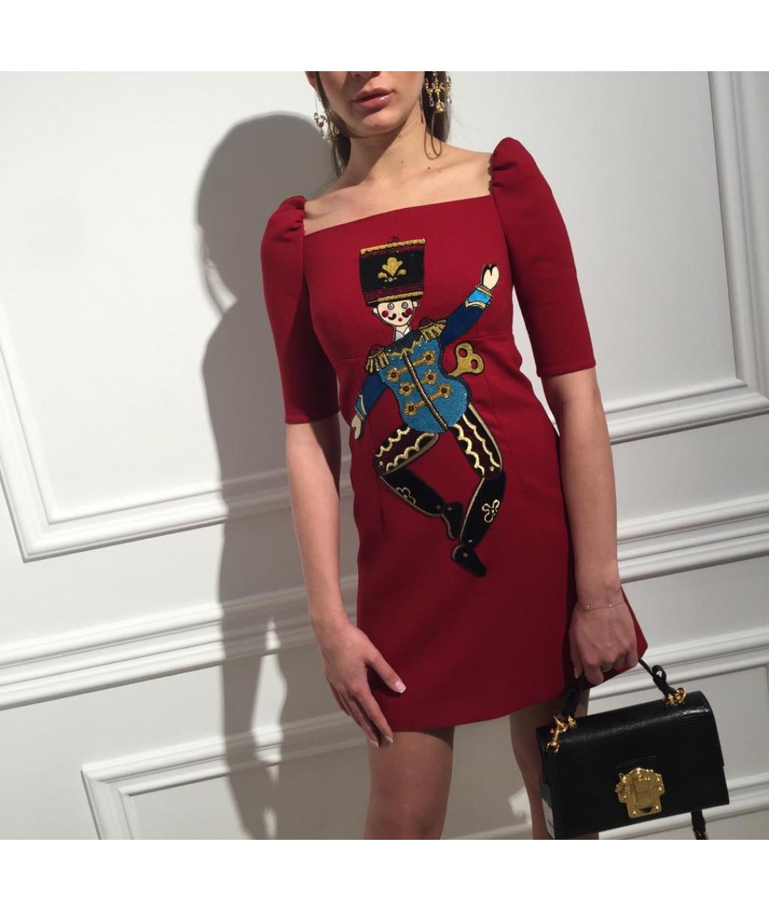 DOLCE&GABBANA Бордовое шерстяное платье, фото 7