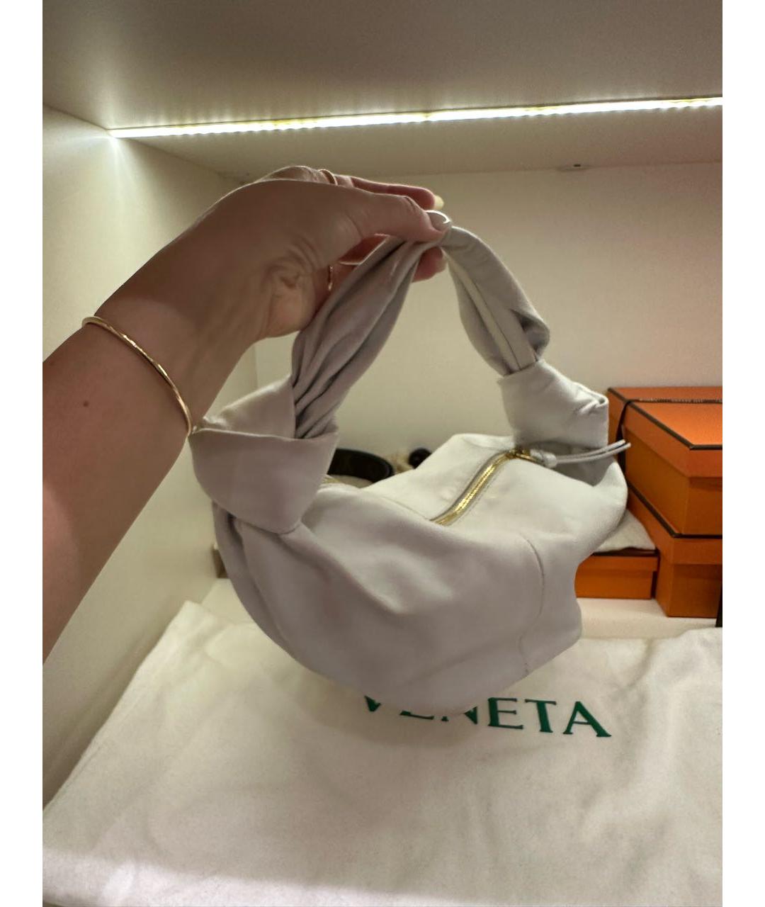 BOTTEGA VENETA Белая кожаная сумка с короткими ручками, фото 2