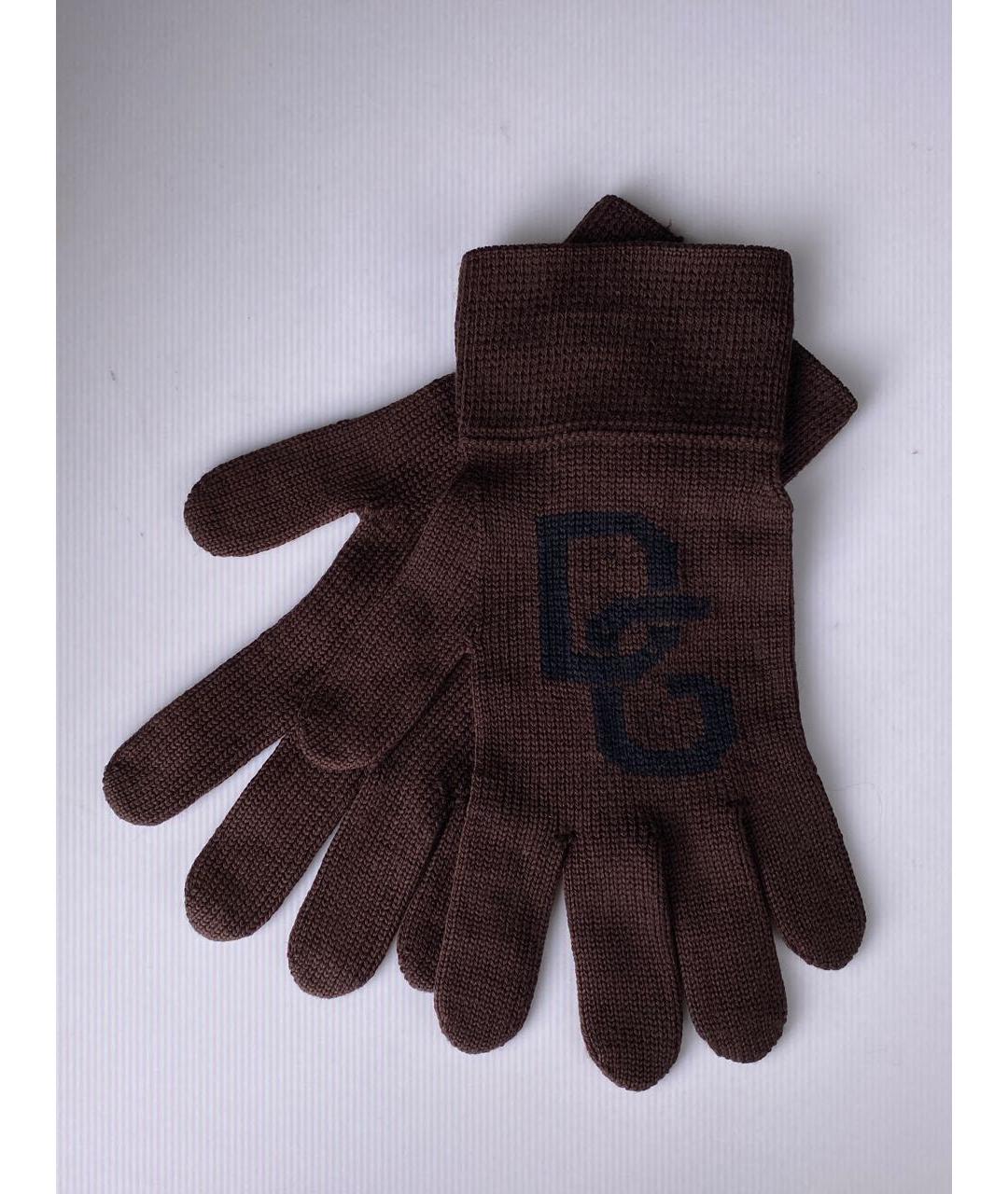DOLCE&GABBANA Коричневые шерстяные перчатки, фото 6