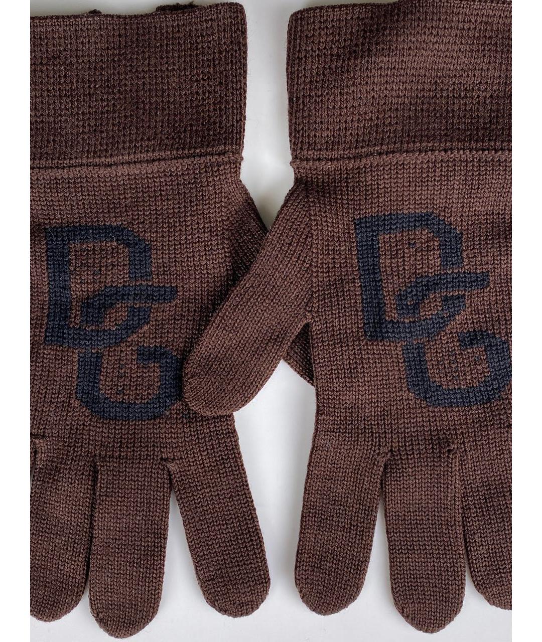 DOLCE&GABBANA Коричневые шерстяные перчатки, фото 4