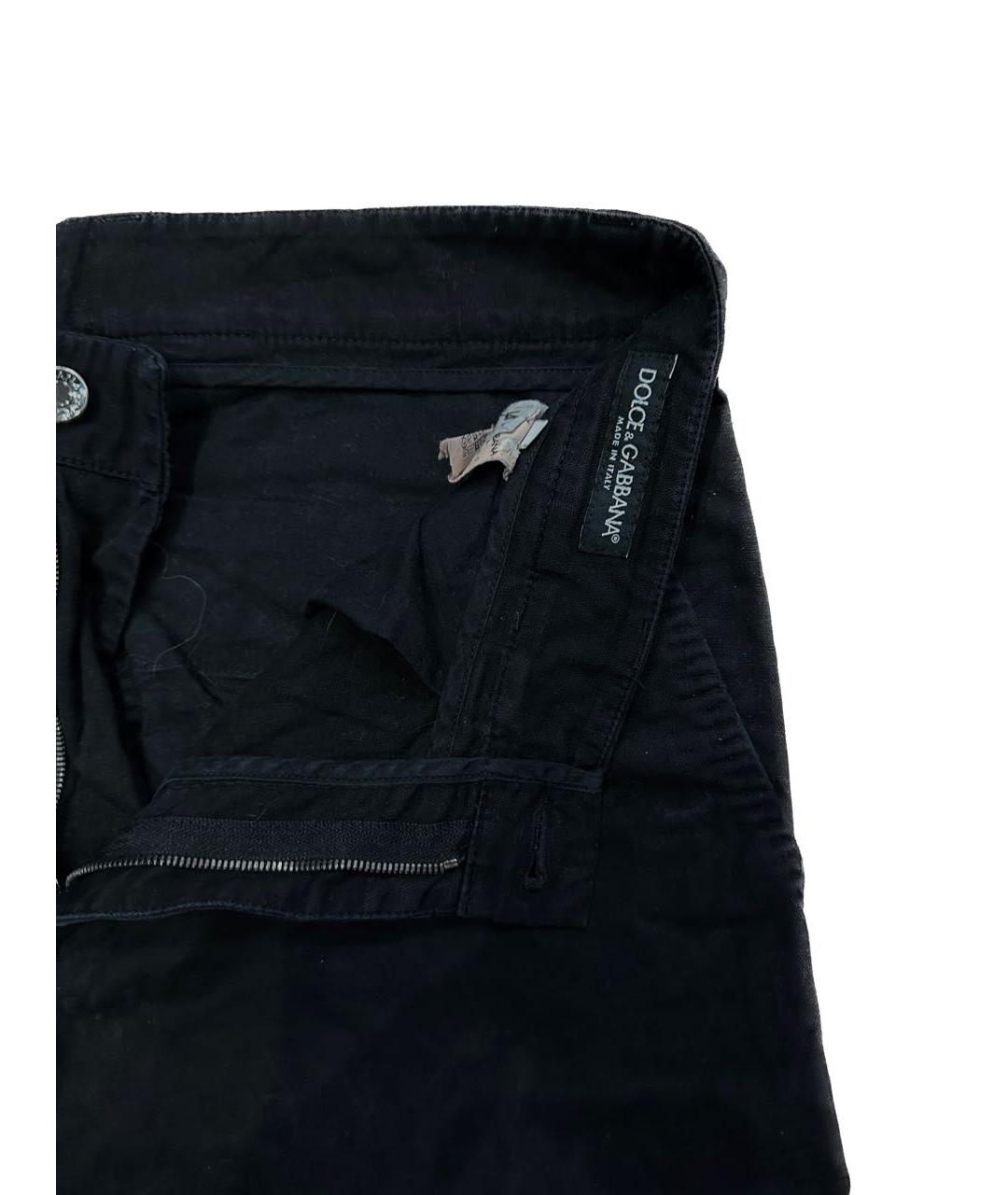 DOLCE&GABBANA Темно-синие хлопко-эластановые повседневные брюки, фото 3