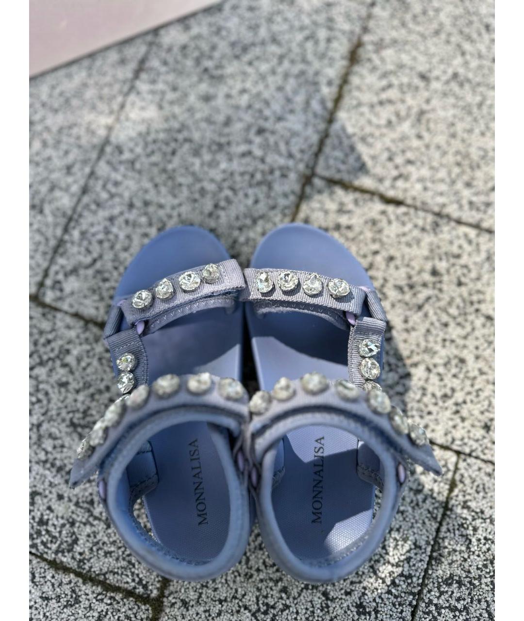 MONNALISA Голубые текстильные сандалии и шлепанцы, фото 3