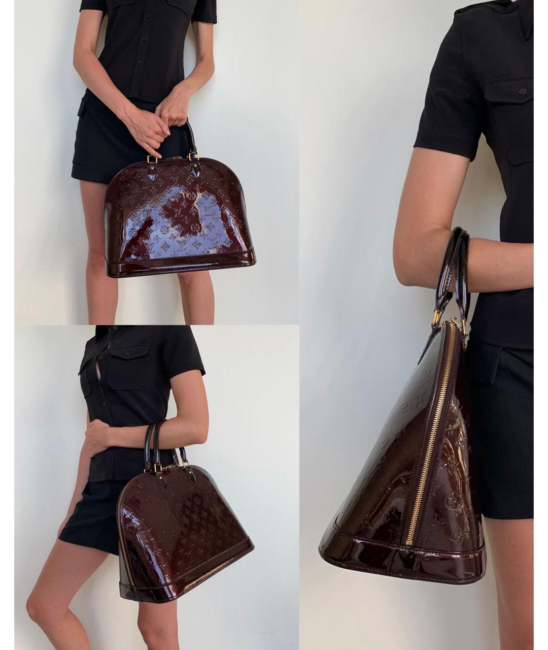 LOUIS VUITTON Бордовая сумка с короткими ручками из лакированной кожи, фото 5