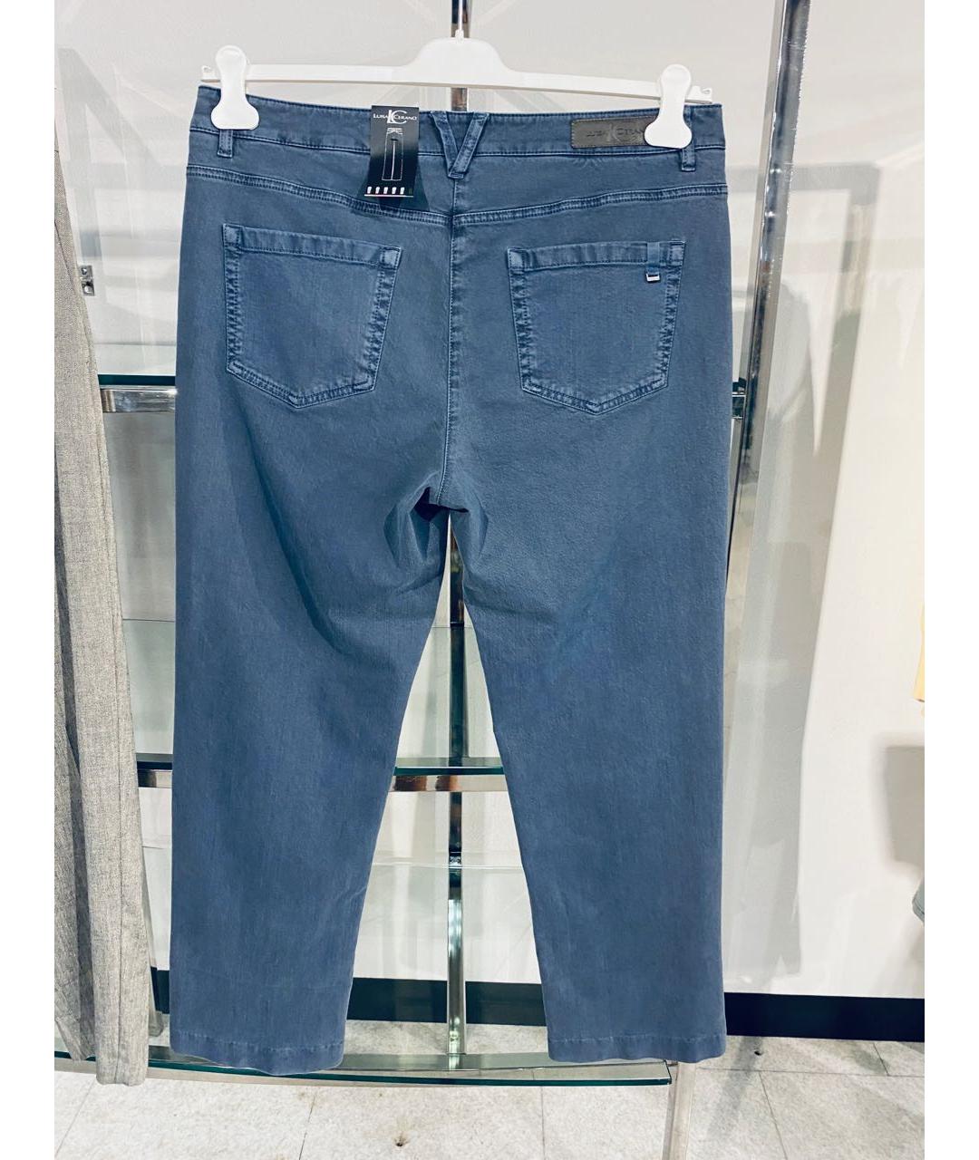LUISA CERANO Голубые хлопко-эластановые прямые джинсы, фото 2