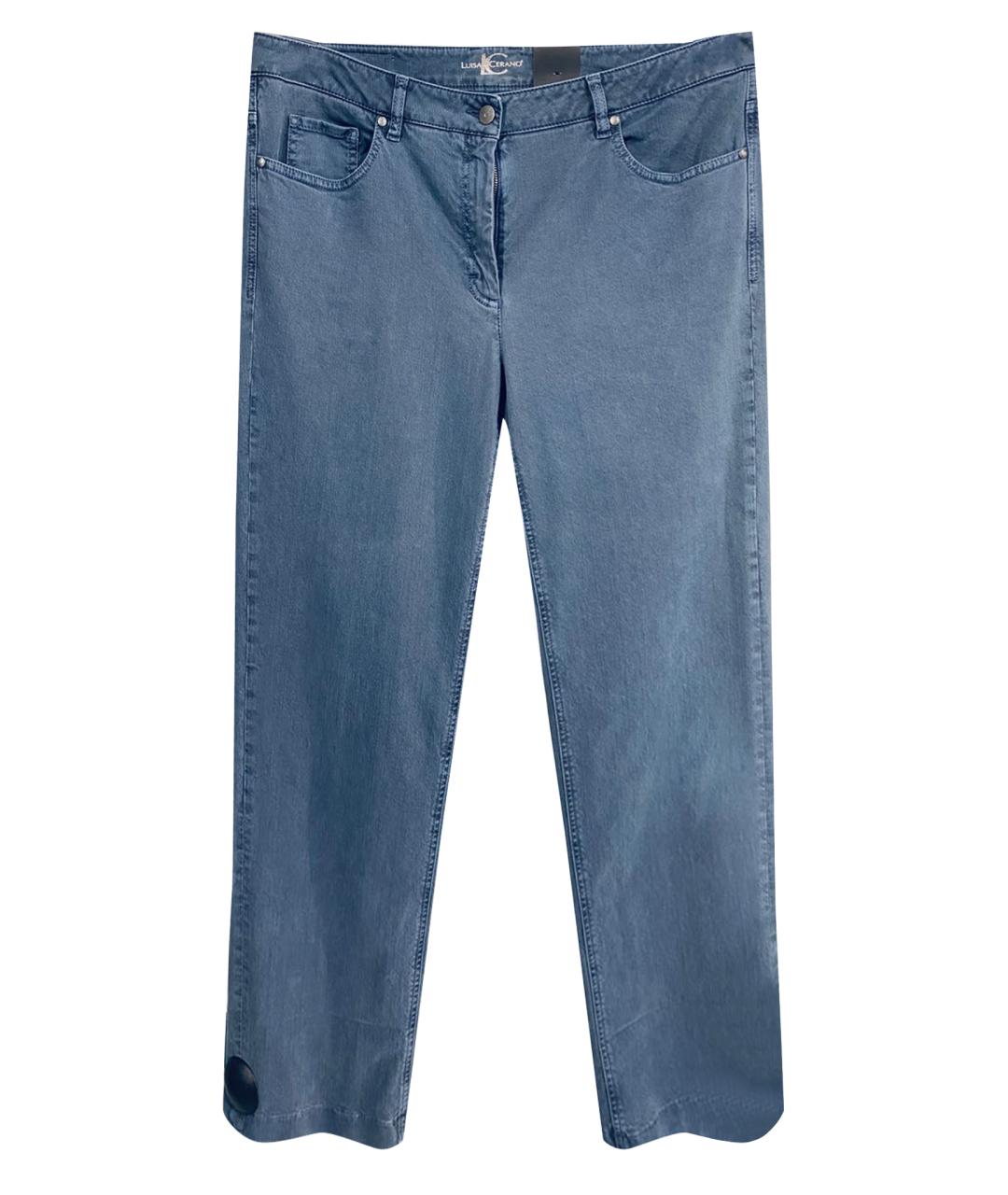 LUISA CERANO Голубые хлопко-эластановые прямые джинсы, фото 1