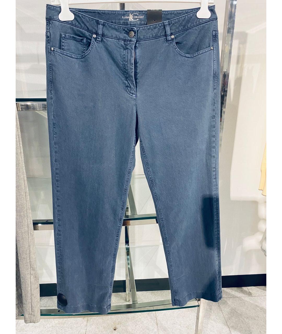 LUISA CERANO Голубые хлопко-эластановые прямые джинсы, фото 5
