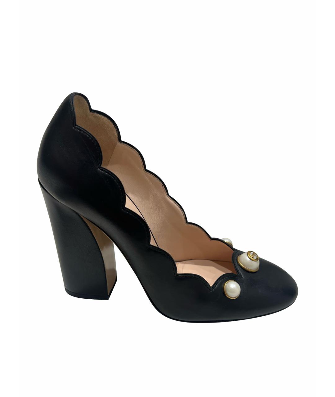 GUCCI Черные кожаные туфли, фото 1