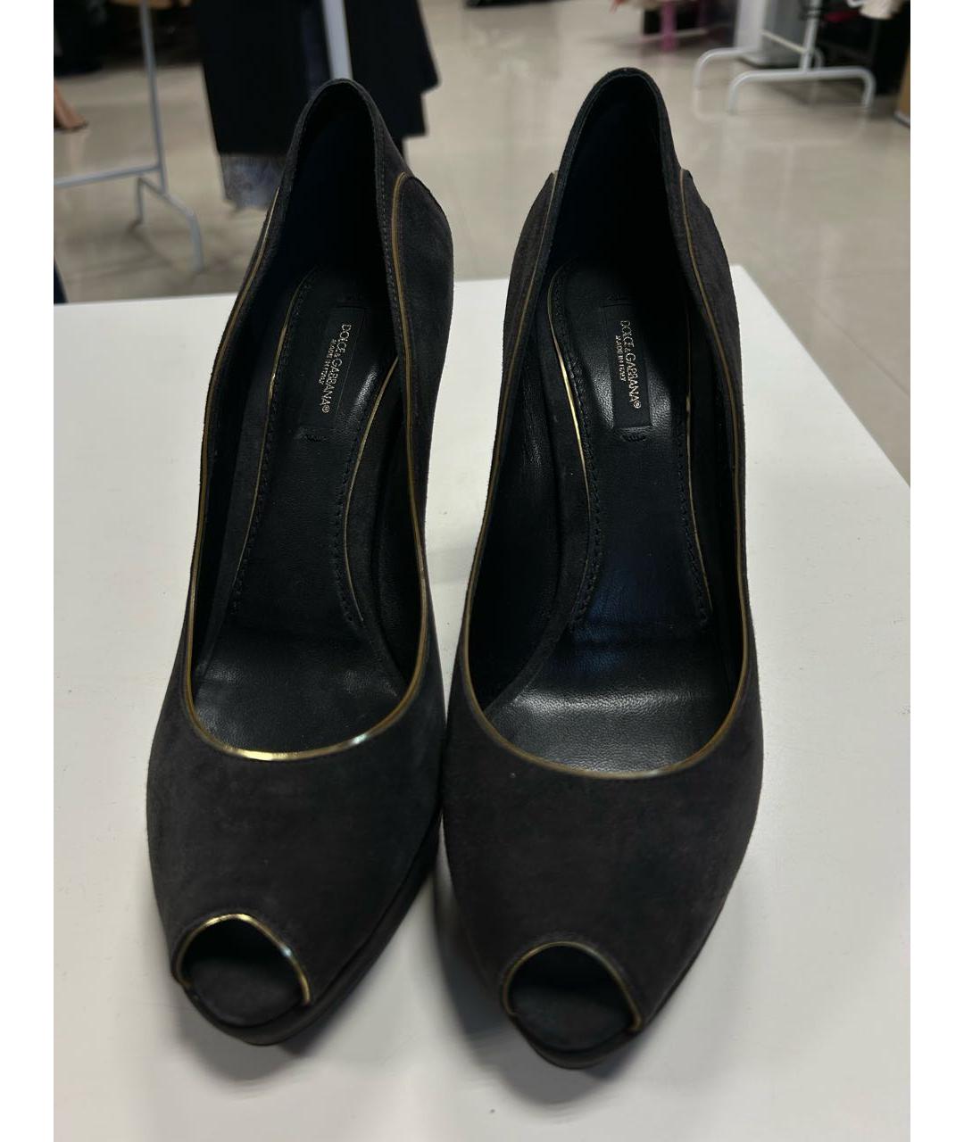 DOLCE&GABBANA Черные замшевые туфли, фото 2