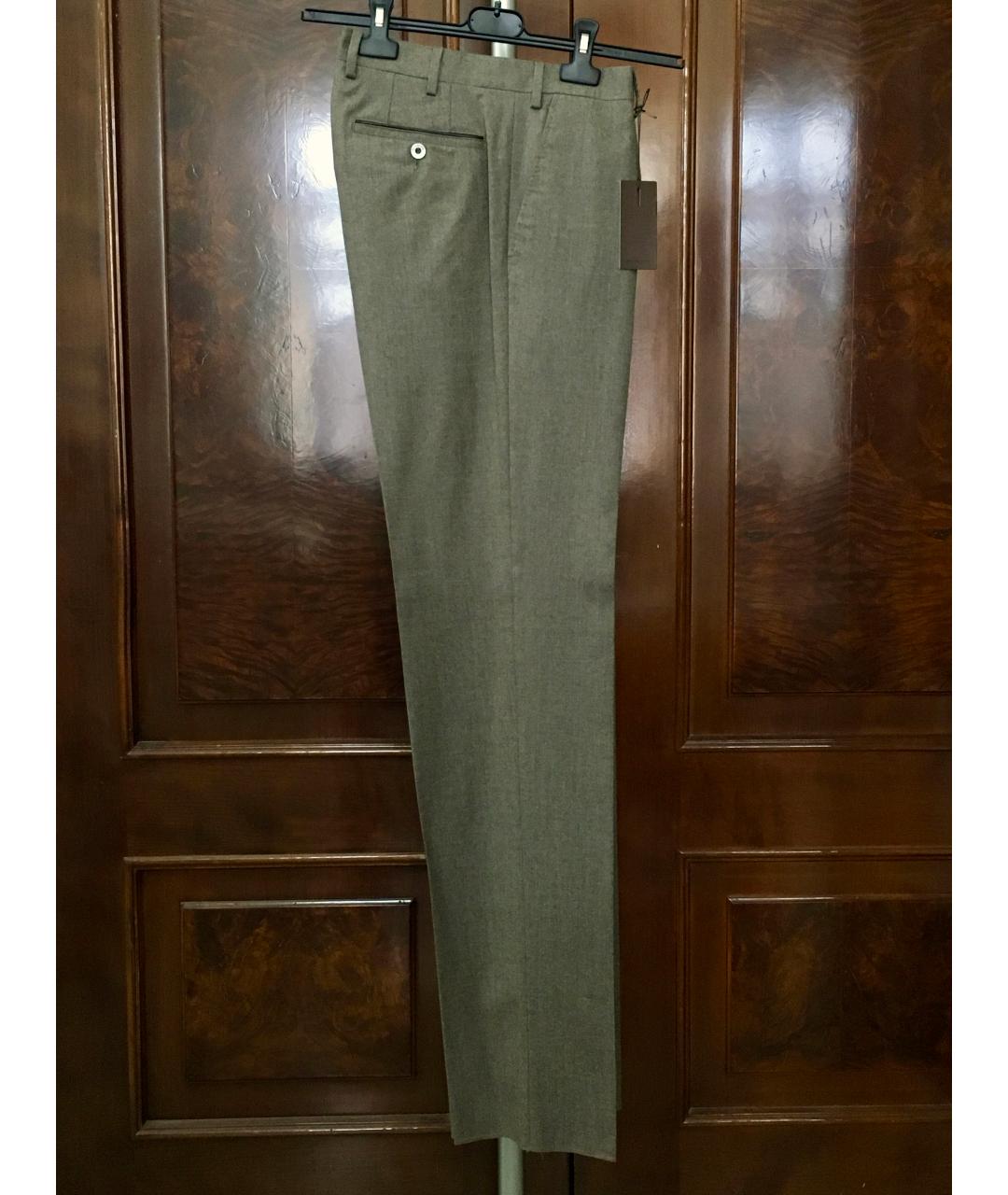 BILANCIONI Коричневые шерстяные классические брюки, фото 5
