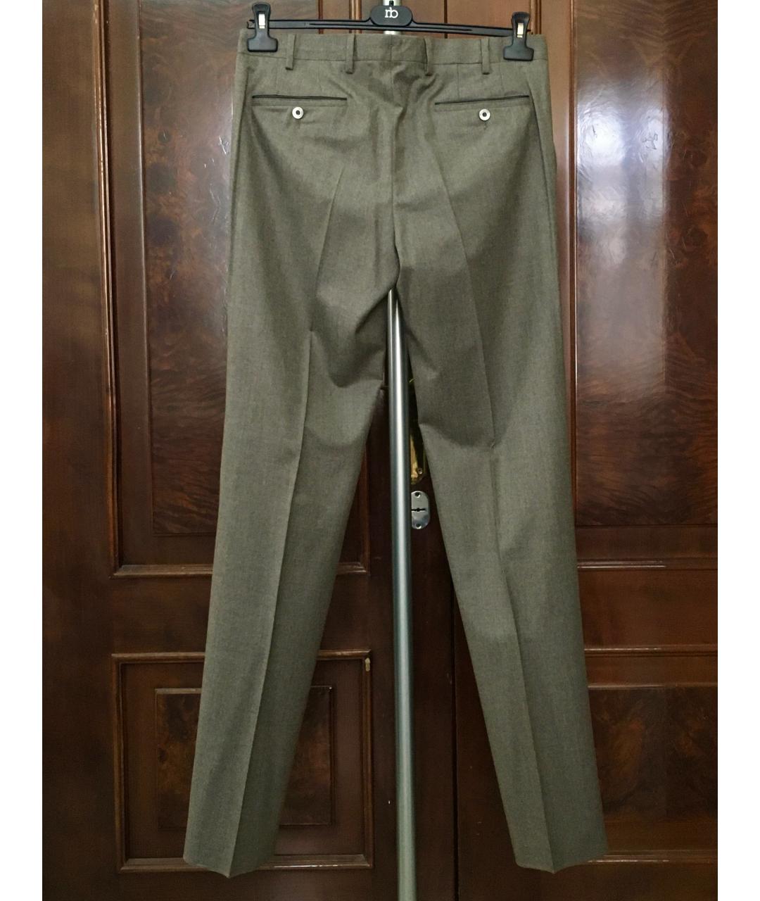 BILANCIONI Коричневые шерстяные классические брюки, фото 3