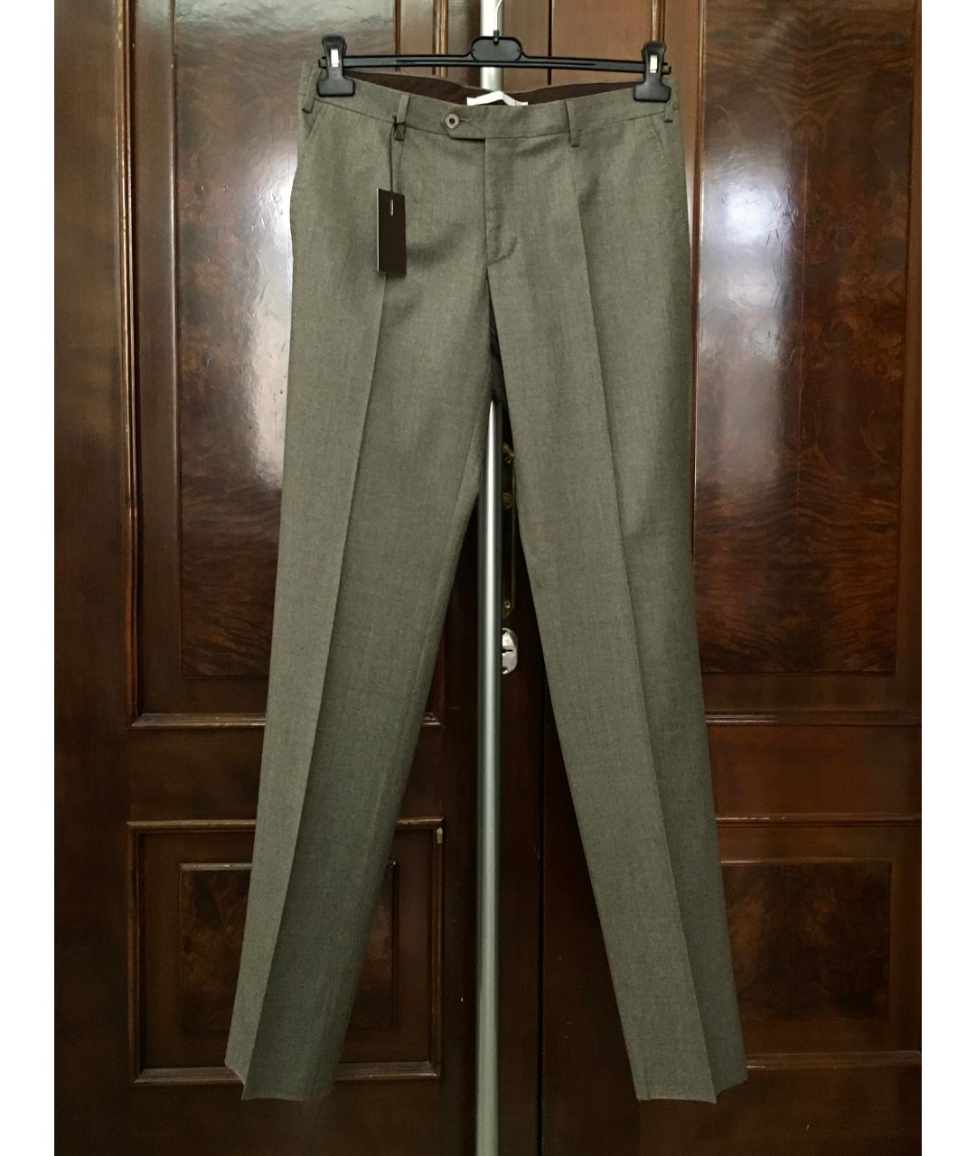 BILANCIONI Коричневые шерстяные классические брюки, фото 2