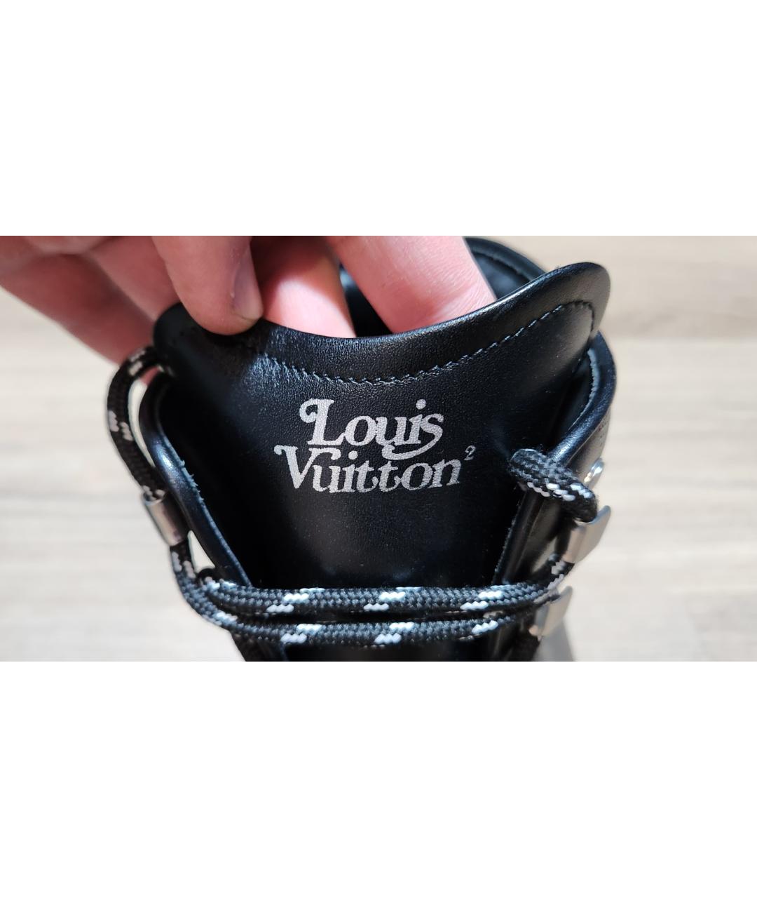 LOUIS VUITTON Черные кожаные высокие ботинки, фото 7