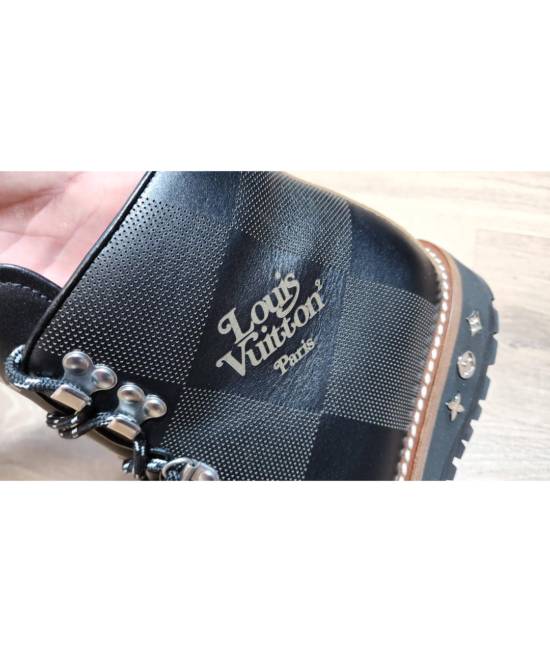 LOUIS VUITTON Черные кожаные высокие ботинки, фото 8