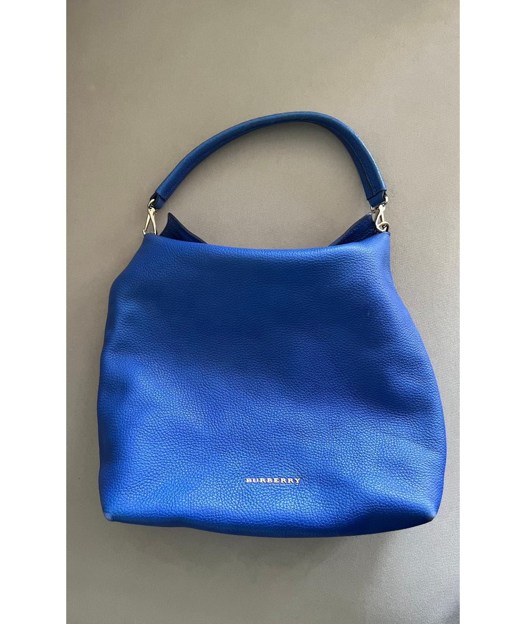 BURBERRY Синяя кожаная сумка с короткими ручками, фото 4