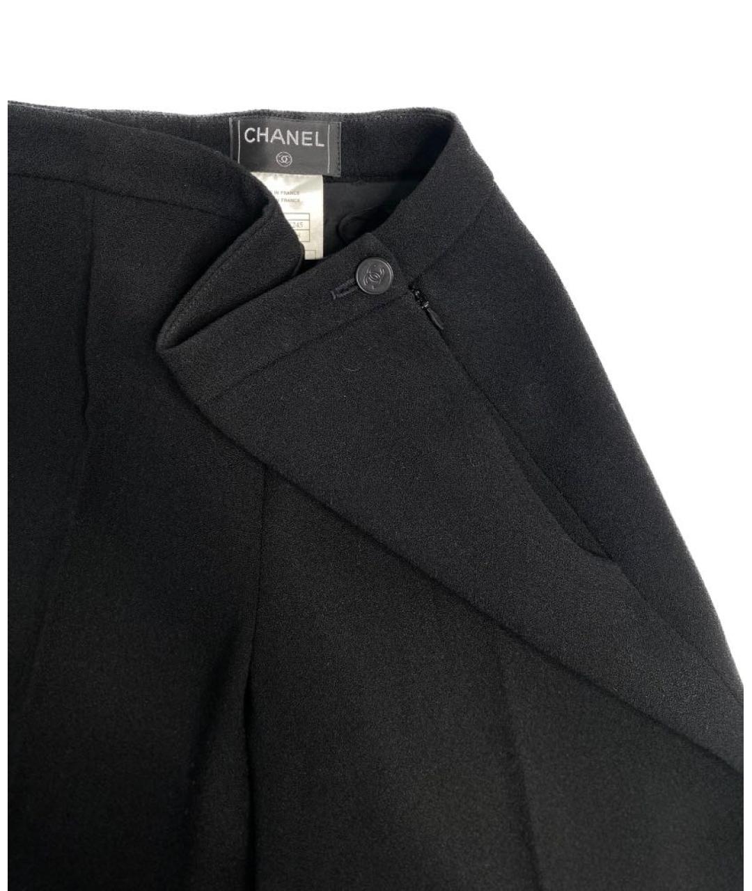 CHANEL PRE-OWNED Черные шерстяные прямые брюки, фото 2