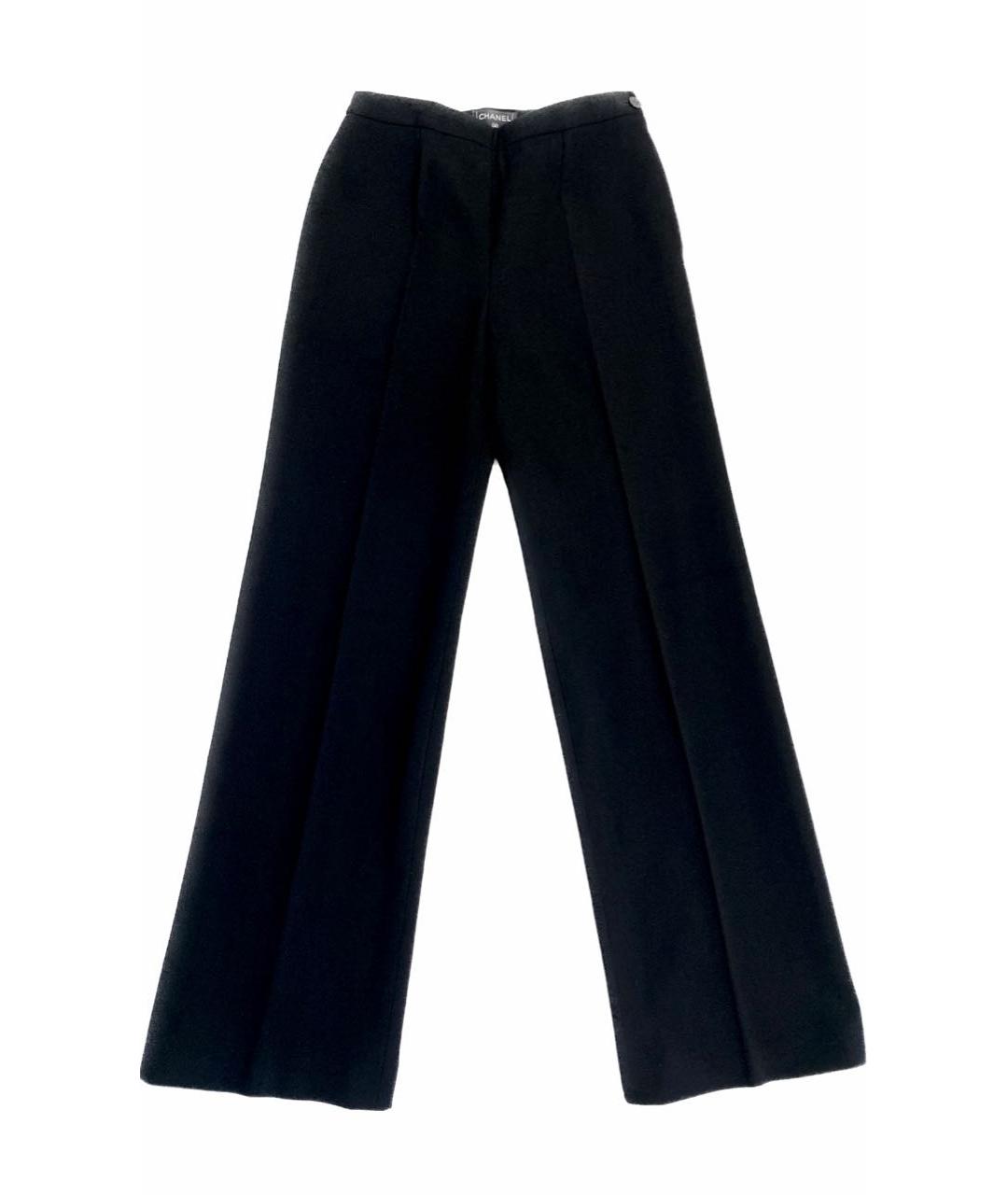 CHANEL PRE-OWNED Черные шерстяные прямые брюки, фото 7