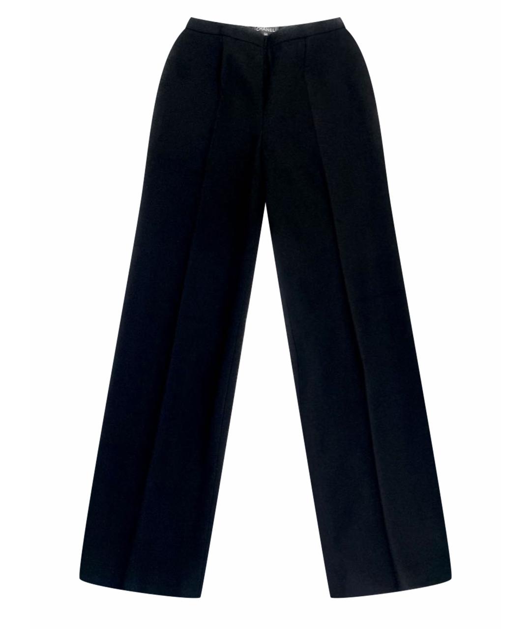 CHANEL PRE-OWNED Черные шерстяные прямые брюки, фото 1
