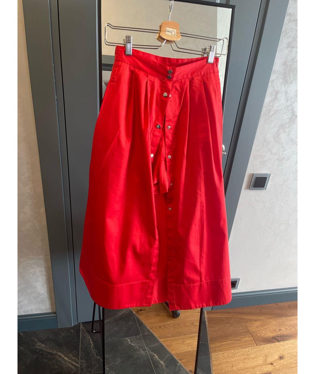 MAJE Красная хлопковая юбка-шорты, фото 5