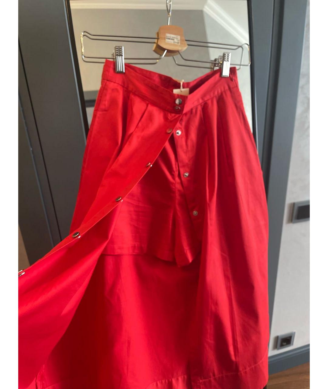MAJE Красная хлопковая юбка-шорты, фото 4