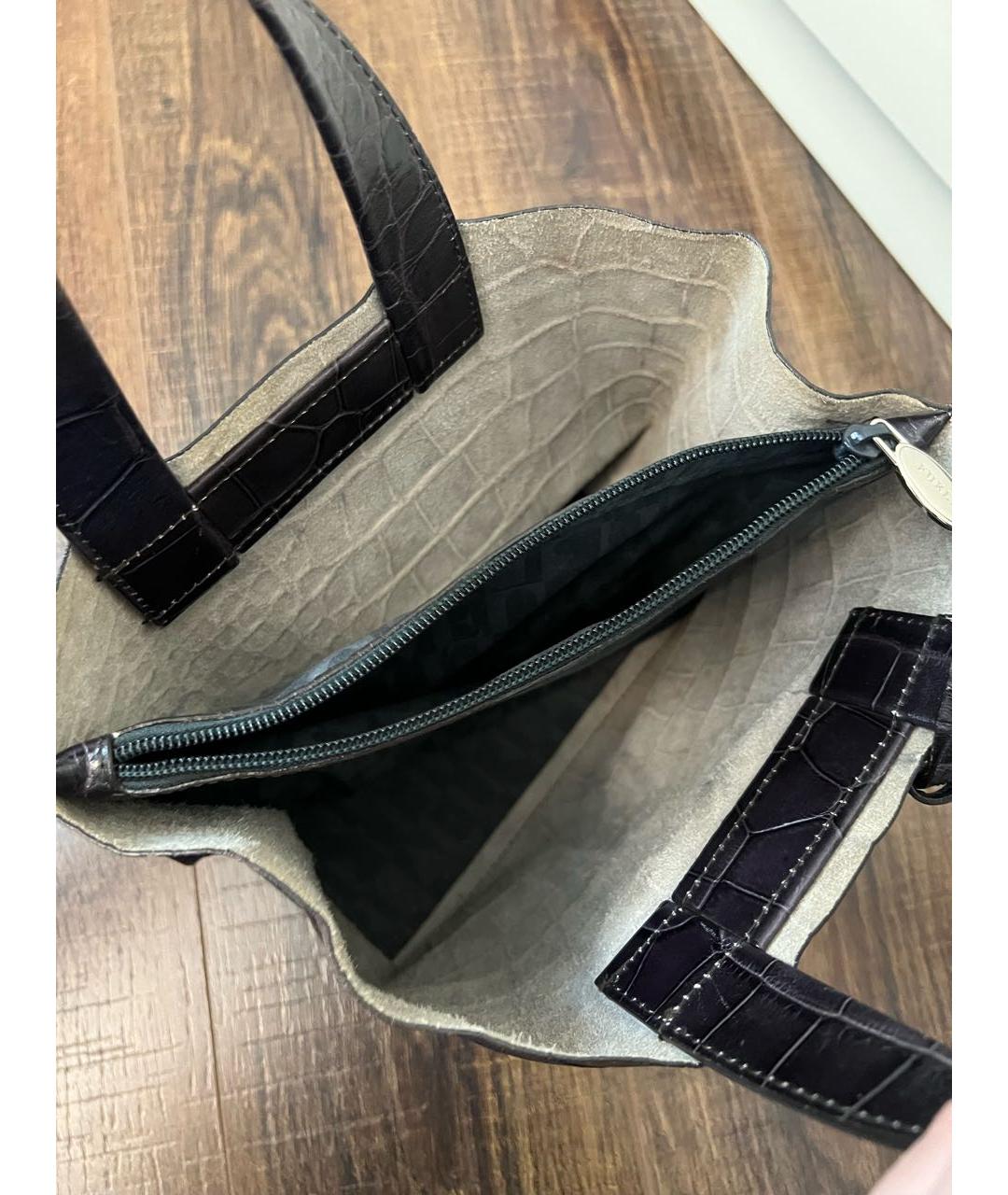 FURLA Коричневая кожаная сумка с короткими ручками, фото 4