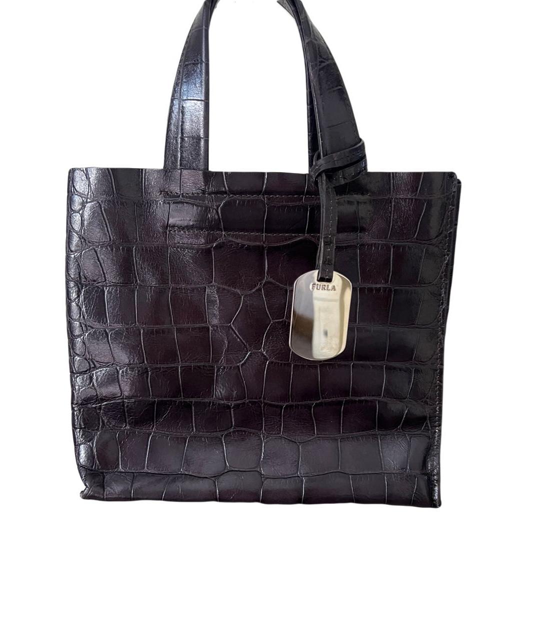 FURLA Коричневая кожаная сумка с короткими ручками, фото 2