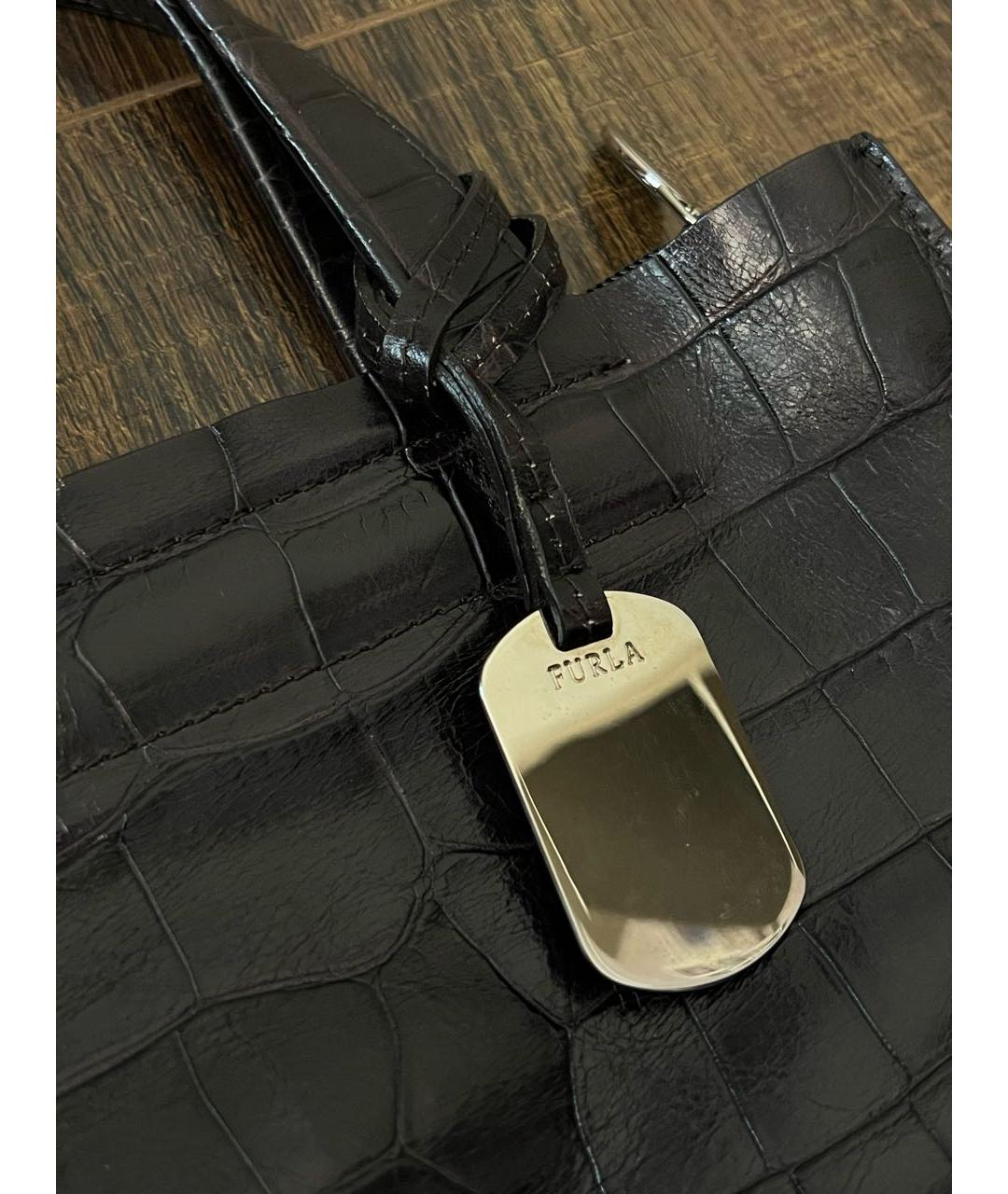 FURLA Коричневая кожаная сумка с короткими ручками, фото 6