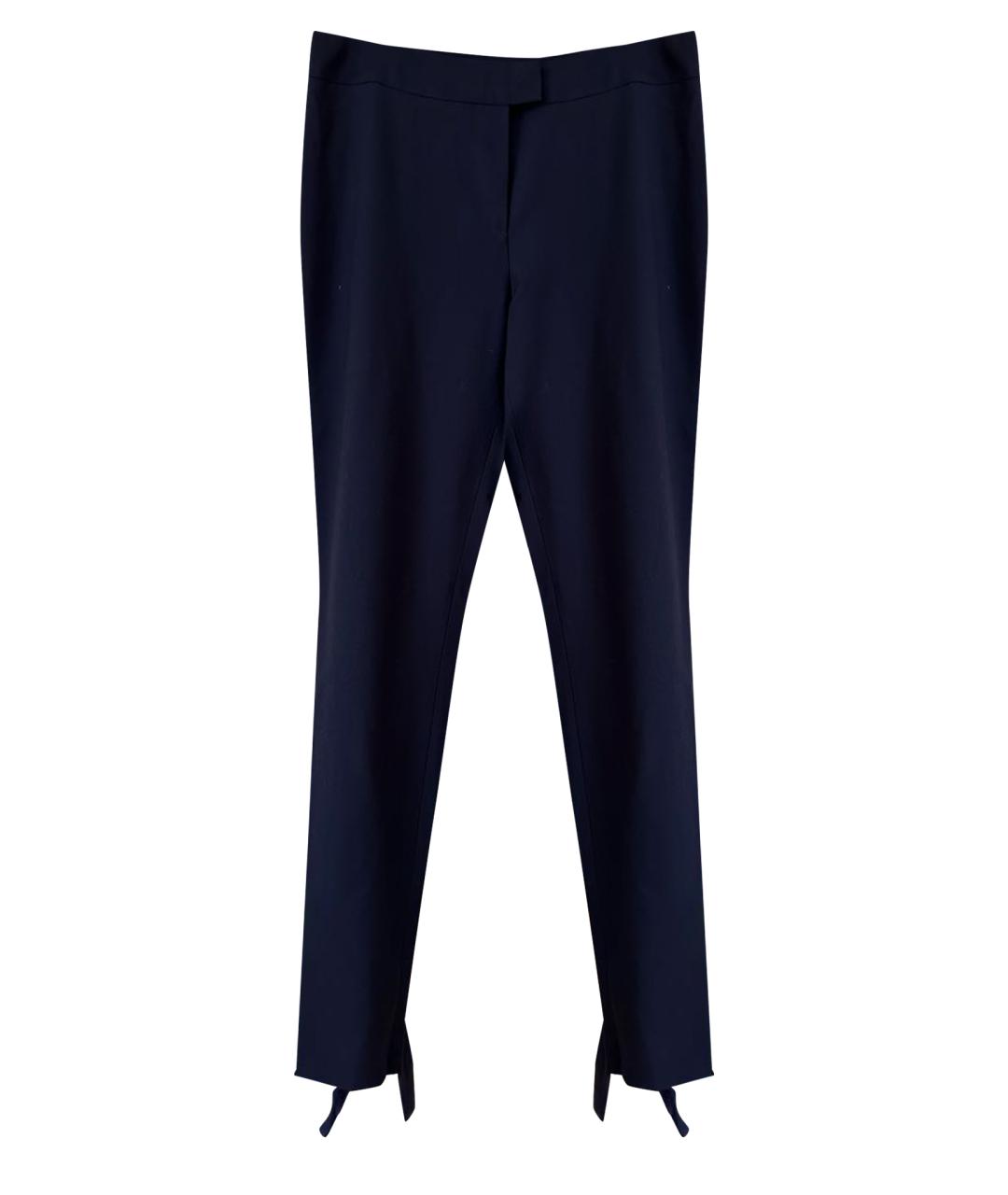 VIONNET Темно-синие шерстяные прямые брюки, фото 1