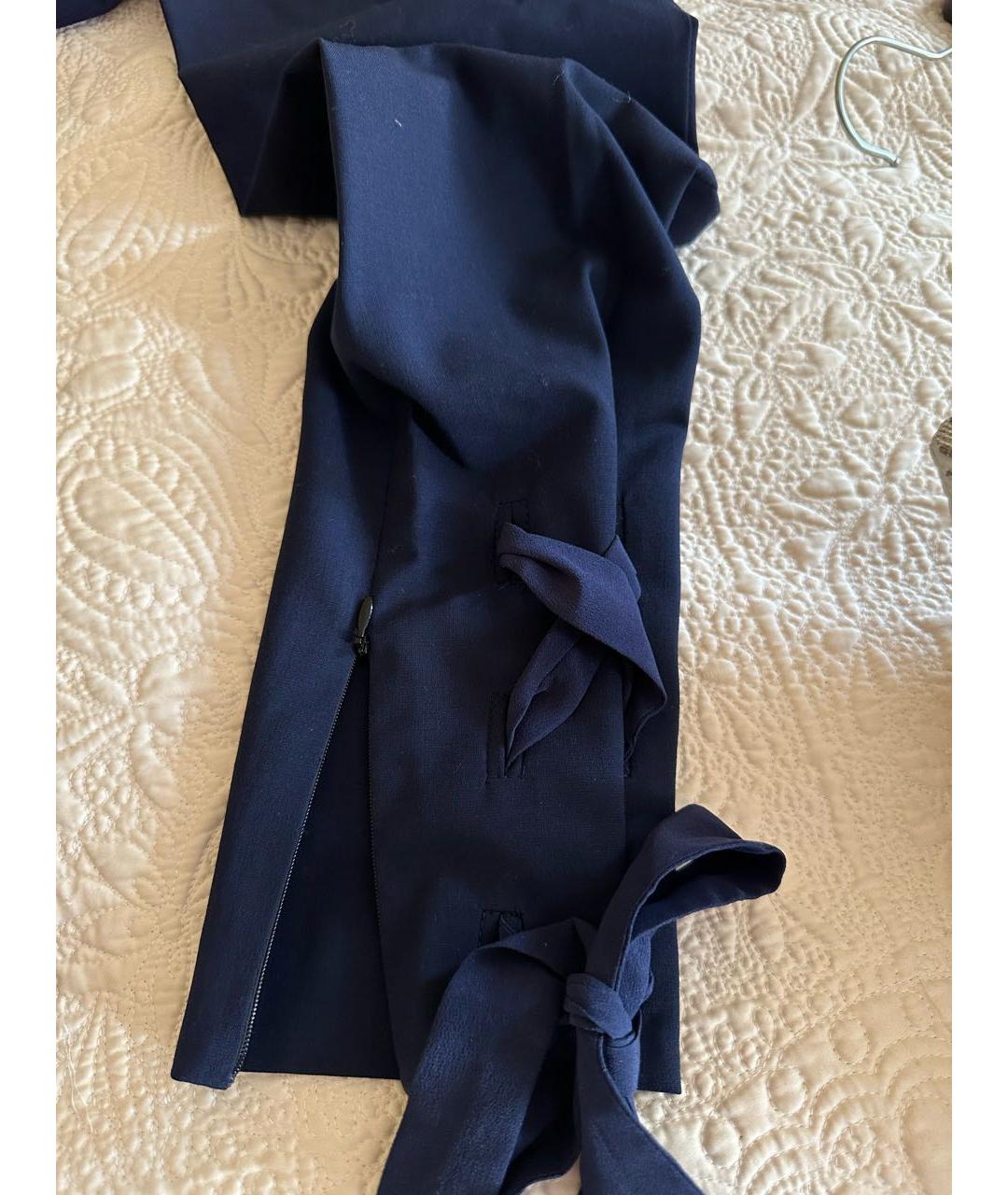 VIONNET Темно-синие шерстяные прямые брюки, фото 5